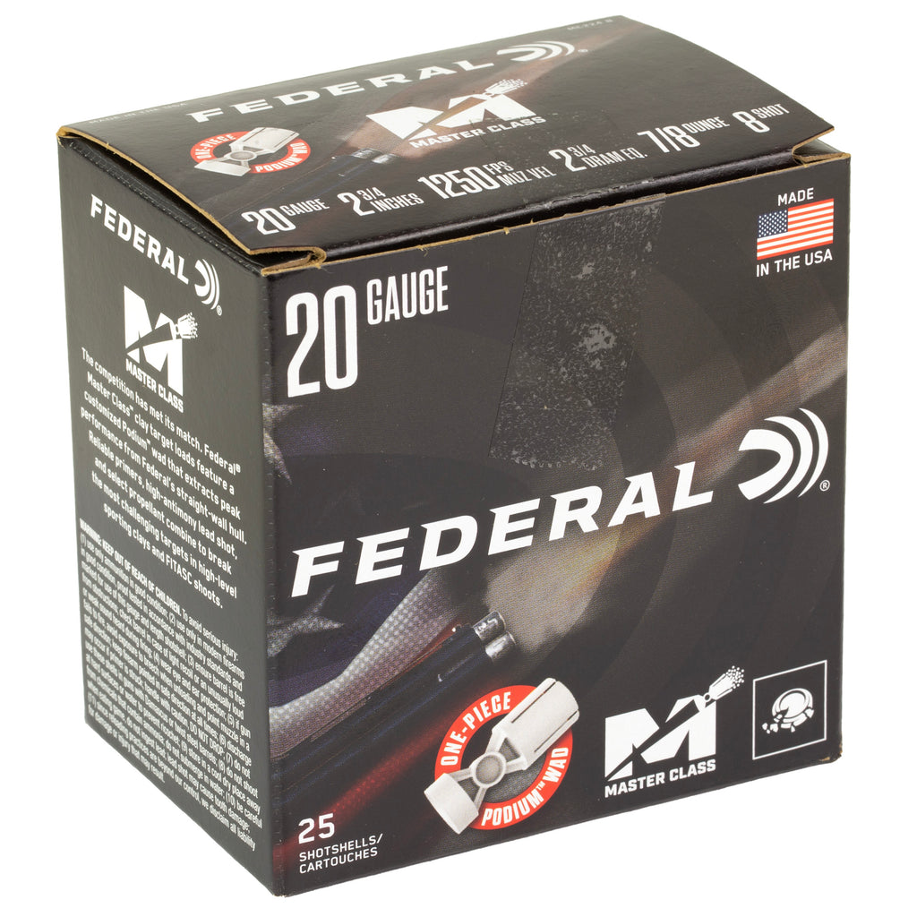 Federal Master Class 20 Gauge 2.75-inch 7/8 oz #8 Competition Sporting Clay Ammunition
