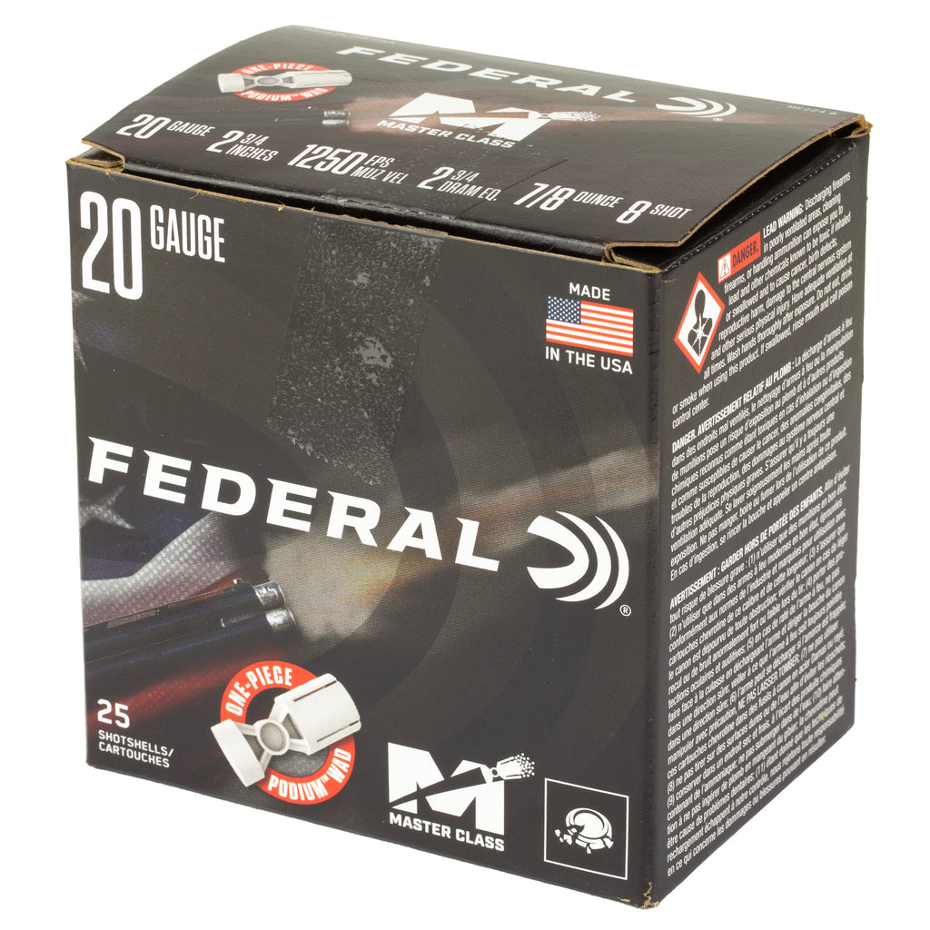 Federal Master Class 20 Gauge 2.75-inch 7/8 oz #8 Competition Sporting Clay Ammunition