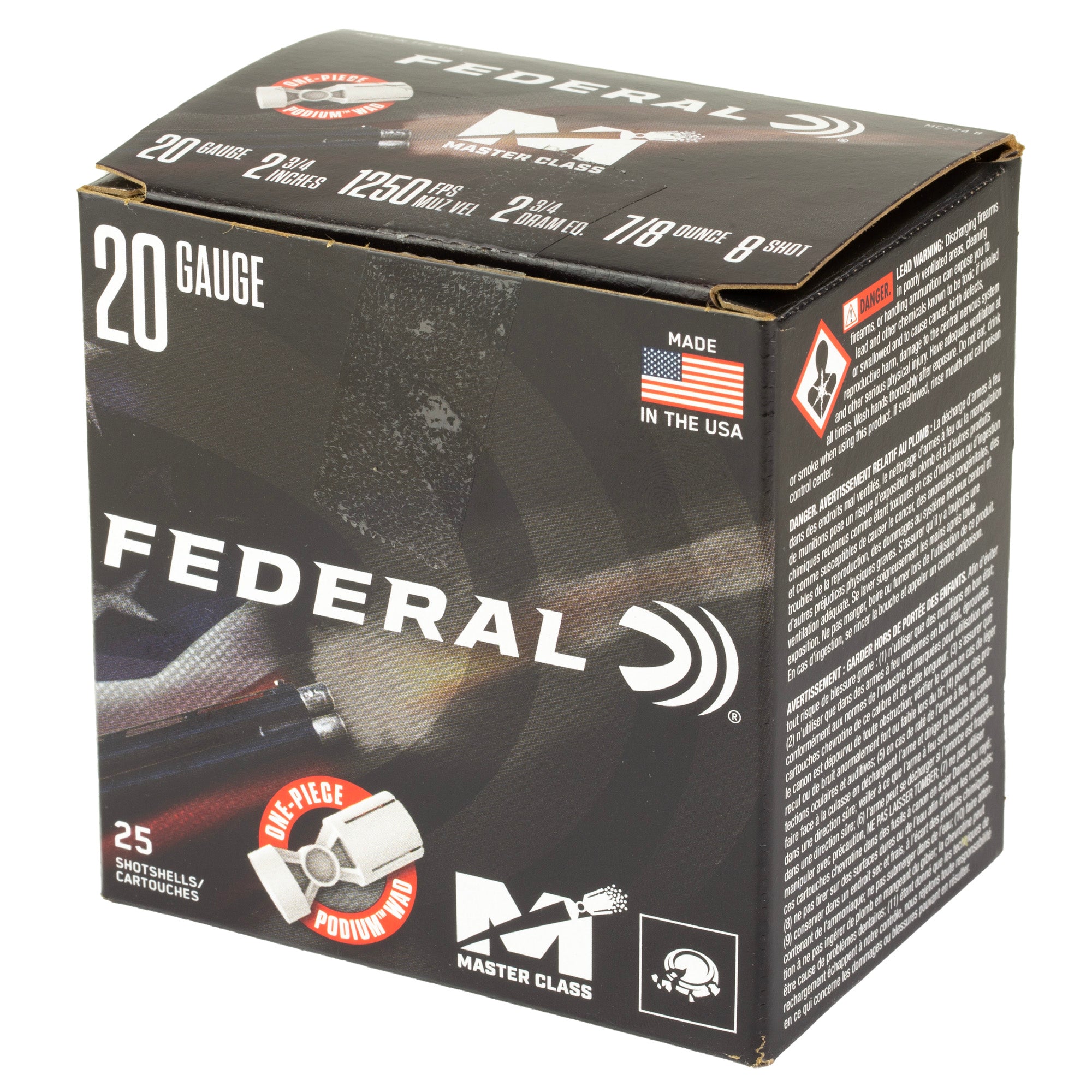 Federal Master Class 20 Gauge 2.75-inch 7/8 oz #8 Competition Sporting Clay Ammunition
