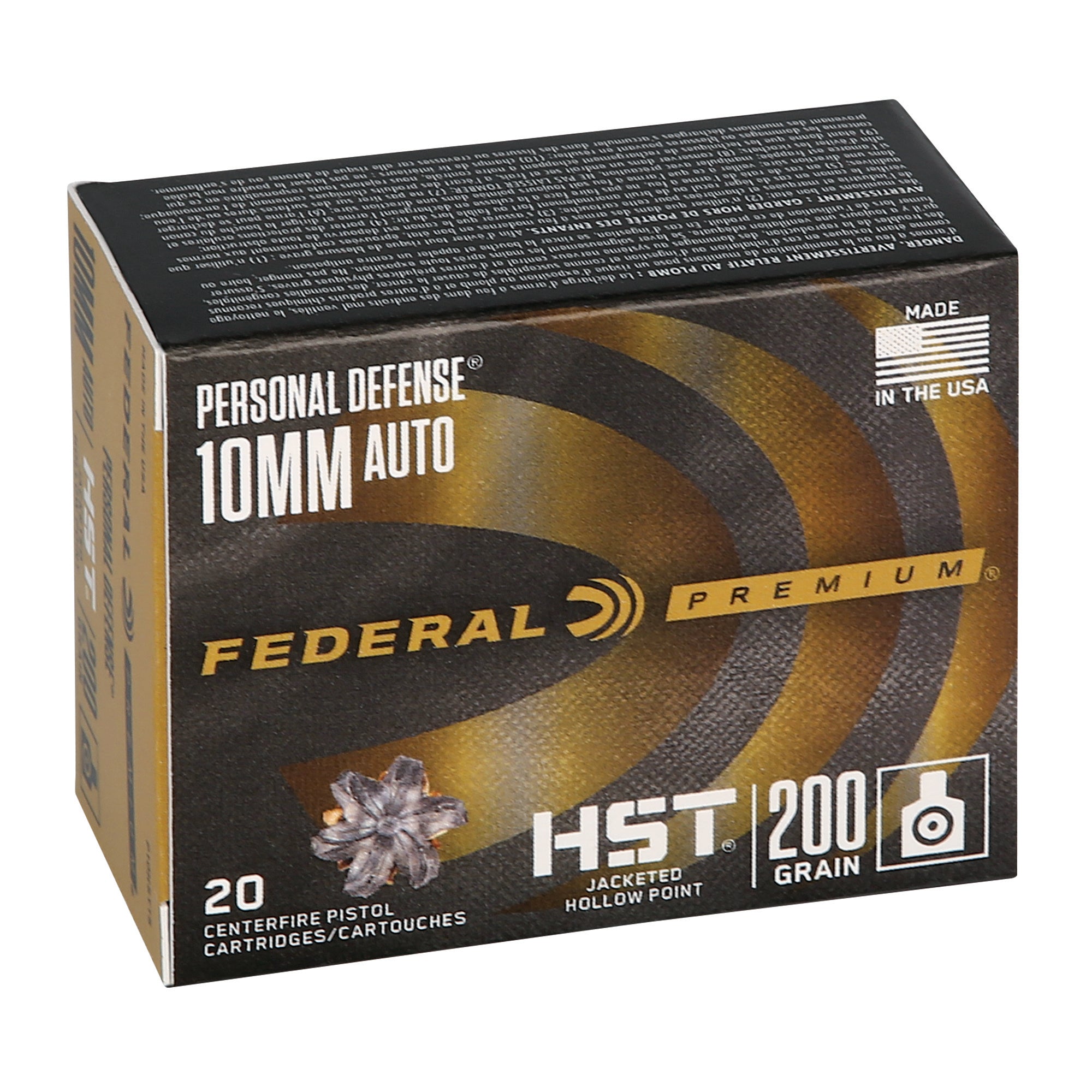Federal Premium Defense HST 10mm 200-Grain Hollow Point Ammunition (20 Rounds per Box)