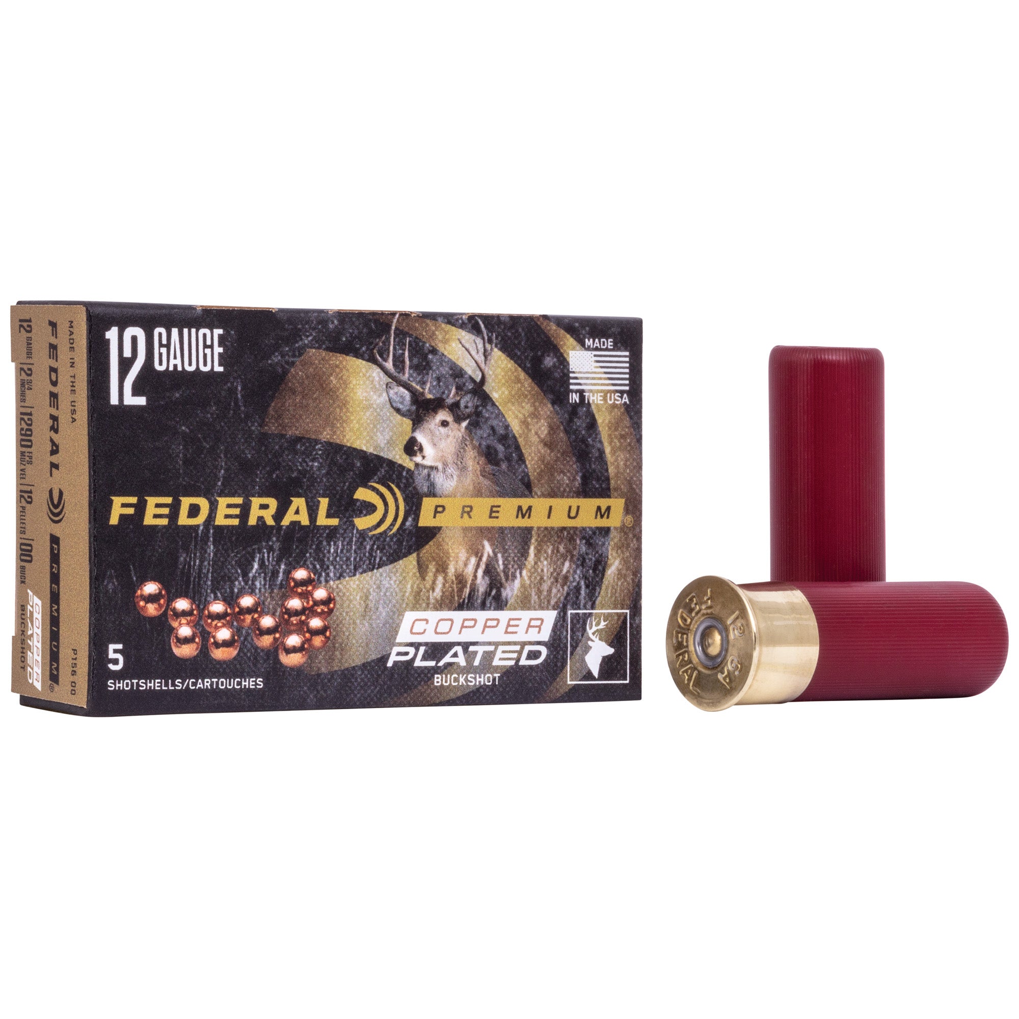 Federal Premium Vital-Shok 12 Gauge 2.75-Inch 00 Buckshot – 1.5 oz, 5 Rounds per Box