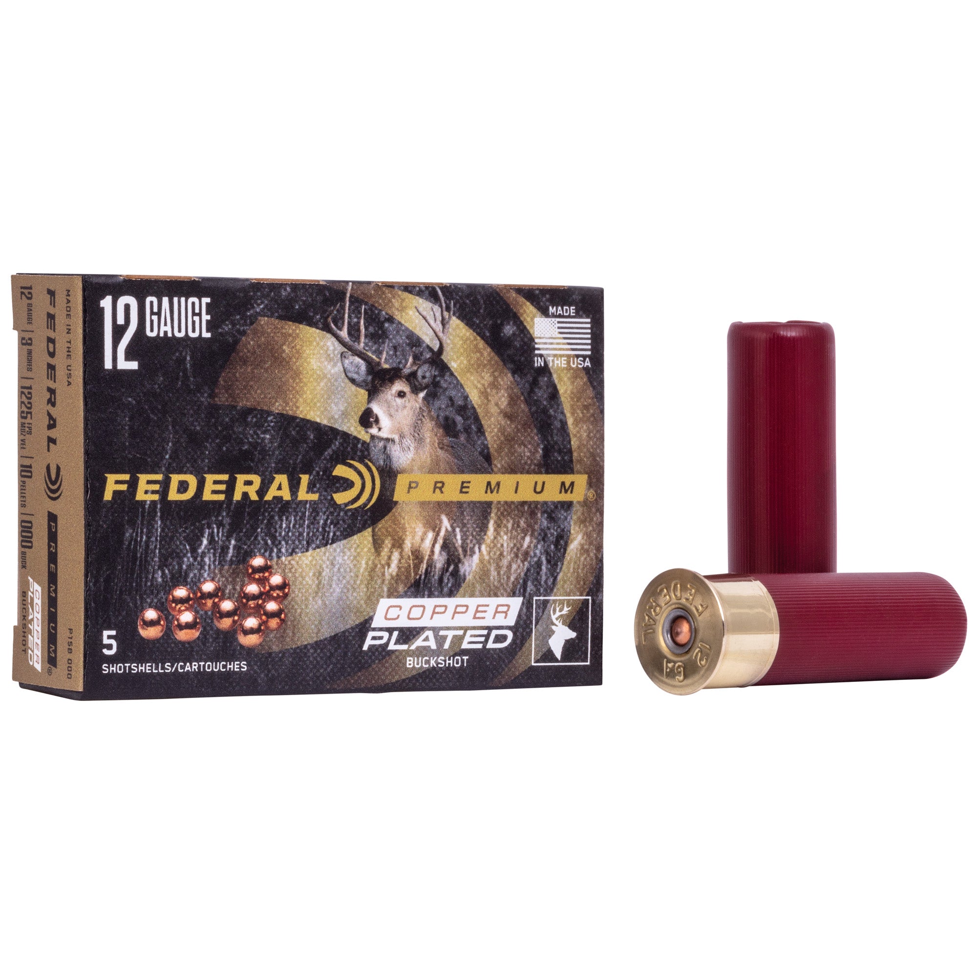 Federal Premium Vital-Shok 12 Gauge 000 Buckshot – 1.5 oz Copper-Plated Pellets for Hunting and Self-Defense