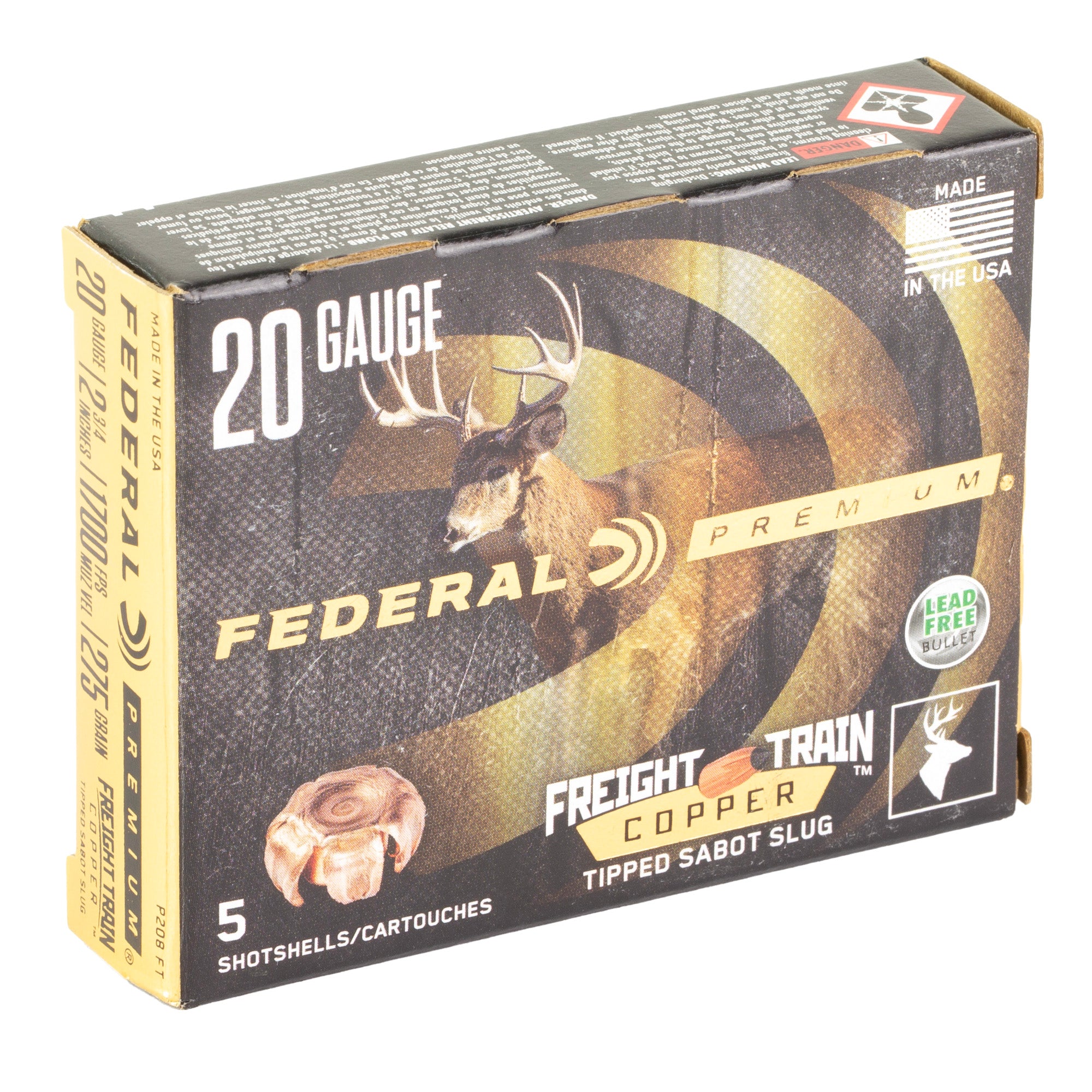 Federal Freight Train 20 Gauge 2.75-Inch Sabot Slug – 275 Grain, Box of 5