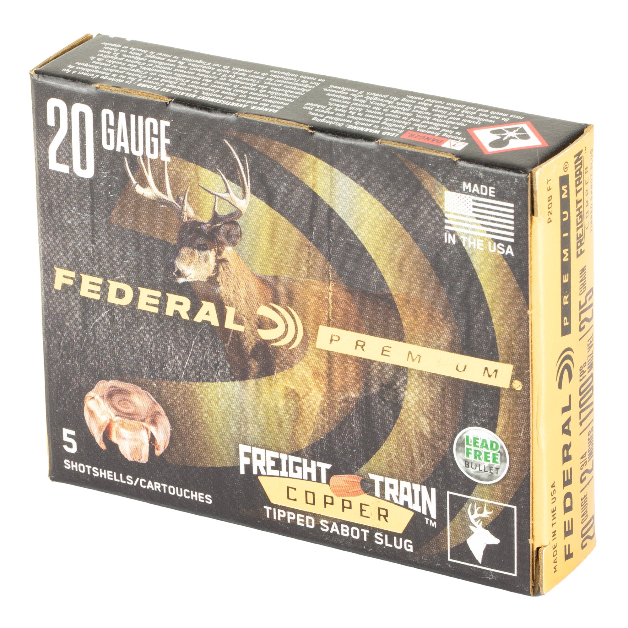 Federal Freight Train 20 Gauge 2.75-Inch Sabot Slug – 275 Grain, Box of 5