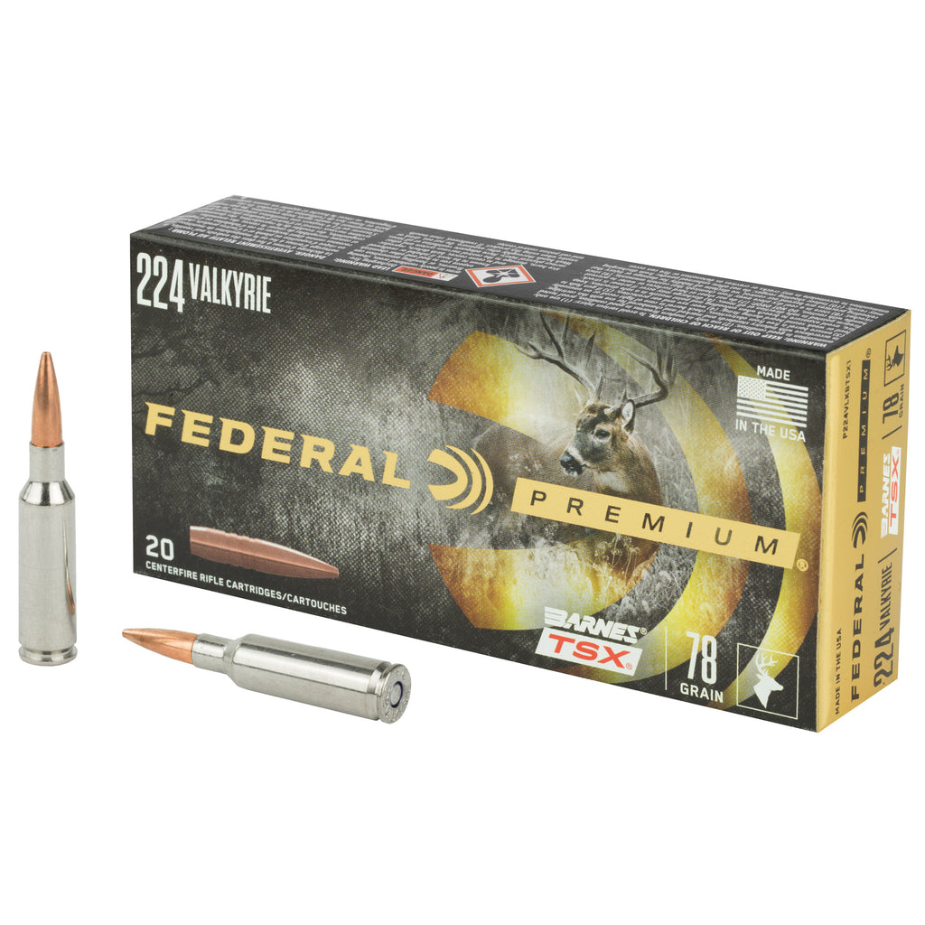 Federal Premium 224 Valkyrie 78-Grain Barnes Triple Shock X Copper Rifle Ammunition (20 Rounds per Box)