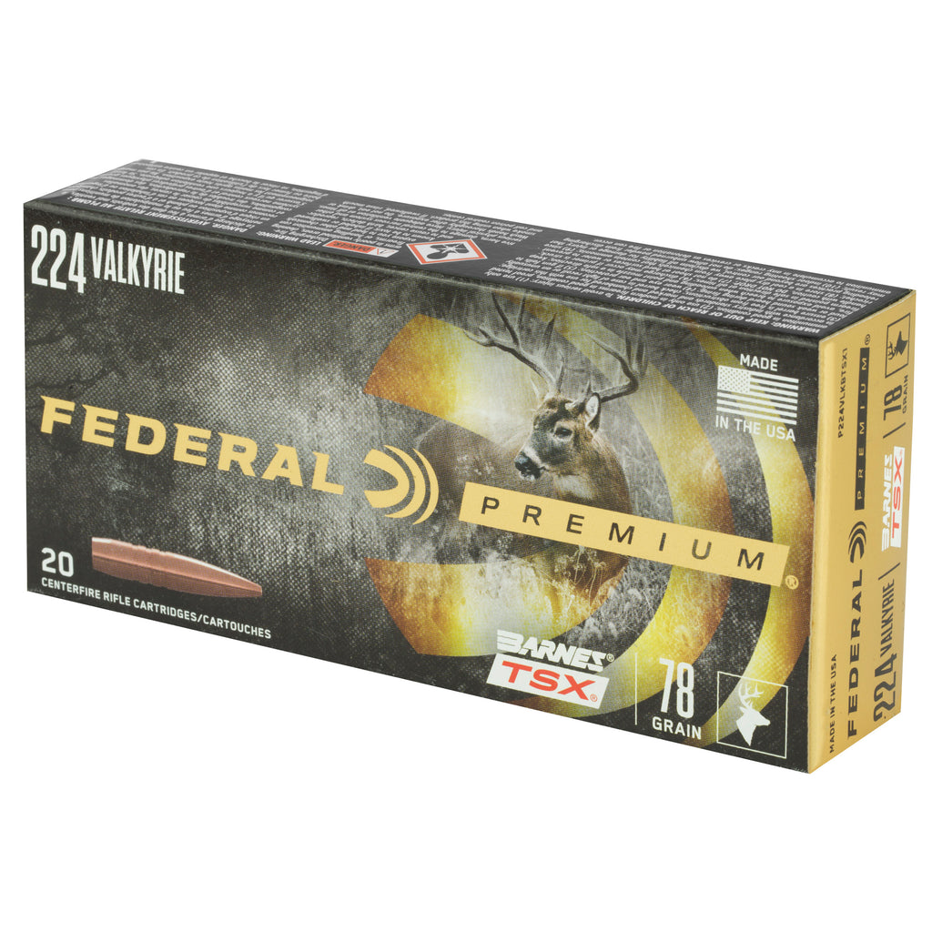 Federal Premium 224 Valkyrie 78-Grain Barnes Triple Shock X Copper Rifle Ammunition (20 Rounds per Box)