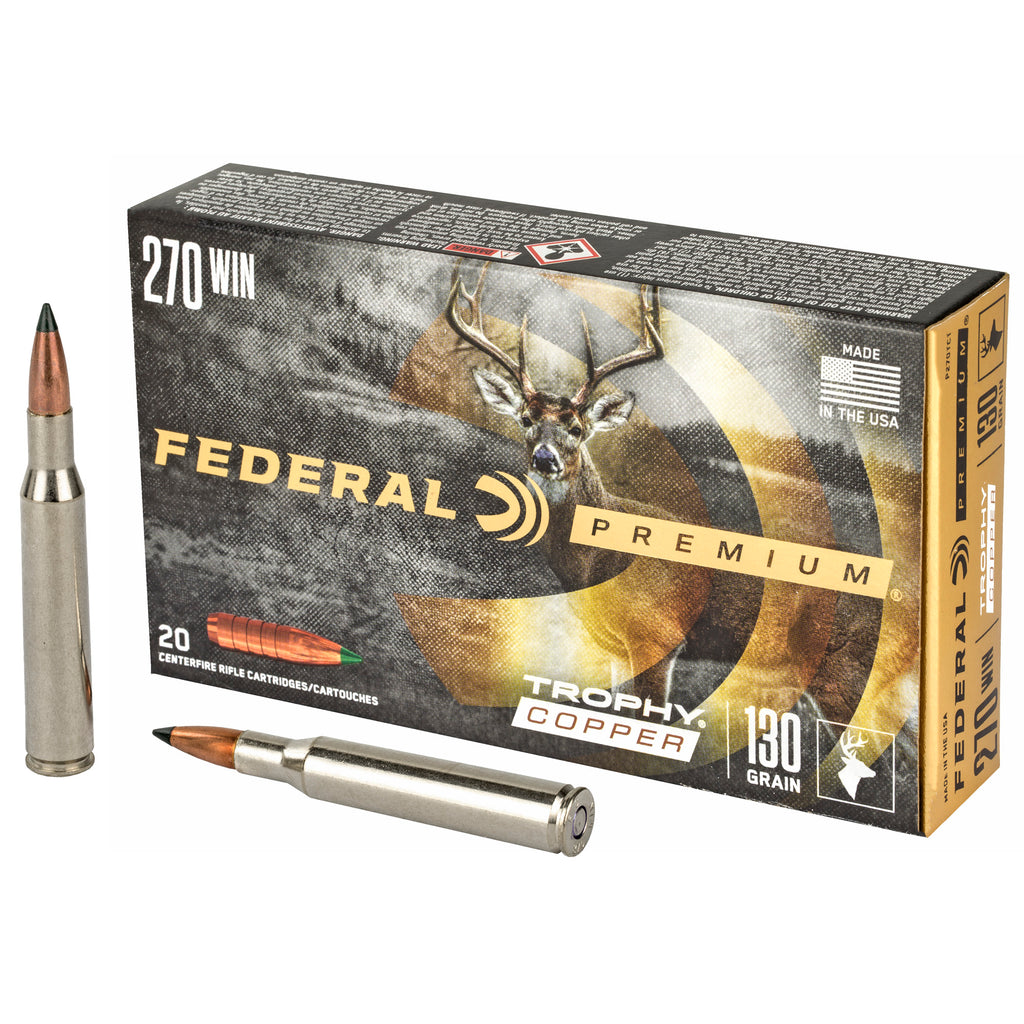 Federal Premium Trophy Copper 270 Winchester 130-Grain Copper Bullet - 20 Rounds