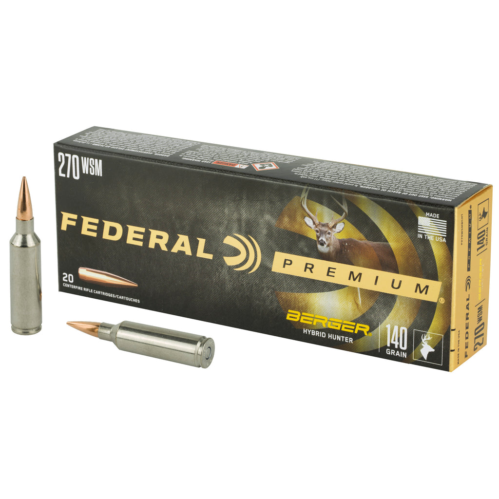 Federal Premium 270 Winchester Short Magnum Hybrid Hunter Ammunition, 140 Grain, 20 Rounds per Box