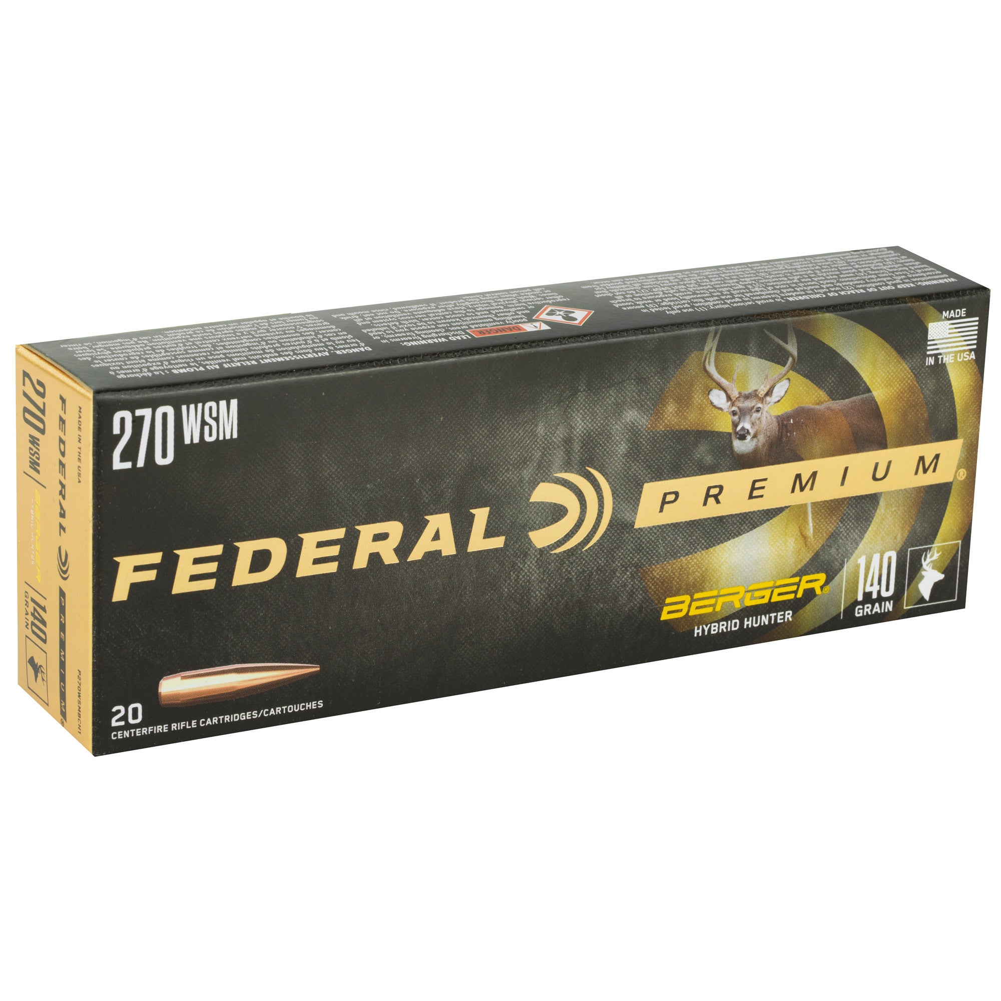 Federal Premium 270 Winchester Short Magnum Hybrid Hunter Ammunition, 140 Grain, 20 Rounds per Box