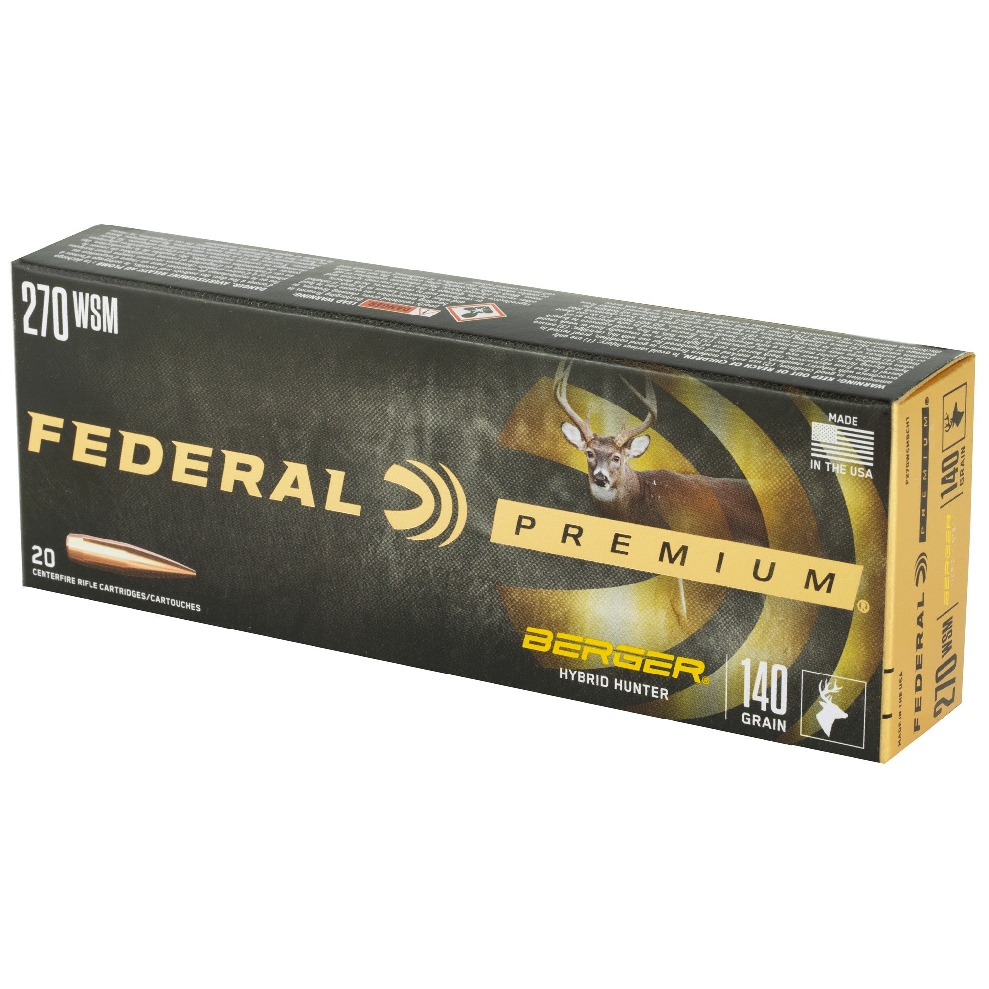 Federal Premium 270 Winchester Short Magnum Hybrid Hunter Ammunition, 140 Grain, 20 Rounds per Box