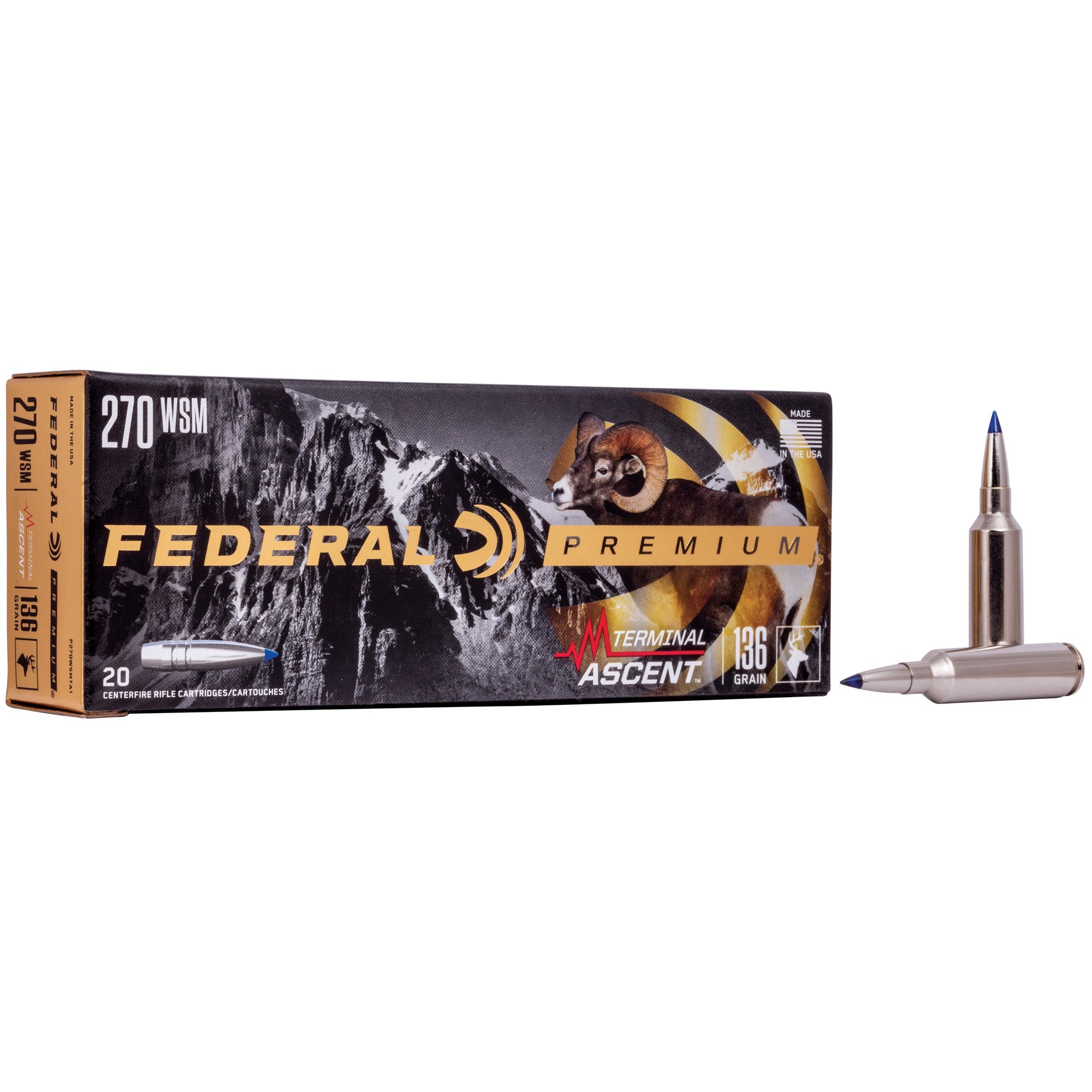 Federal Premium Partition 270 Winchester Short Magnum 136 Grain Terminal Ascent Ammunition (20 Rounds)