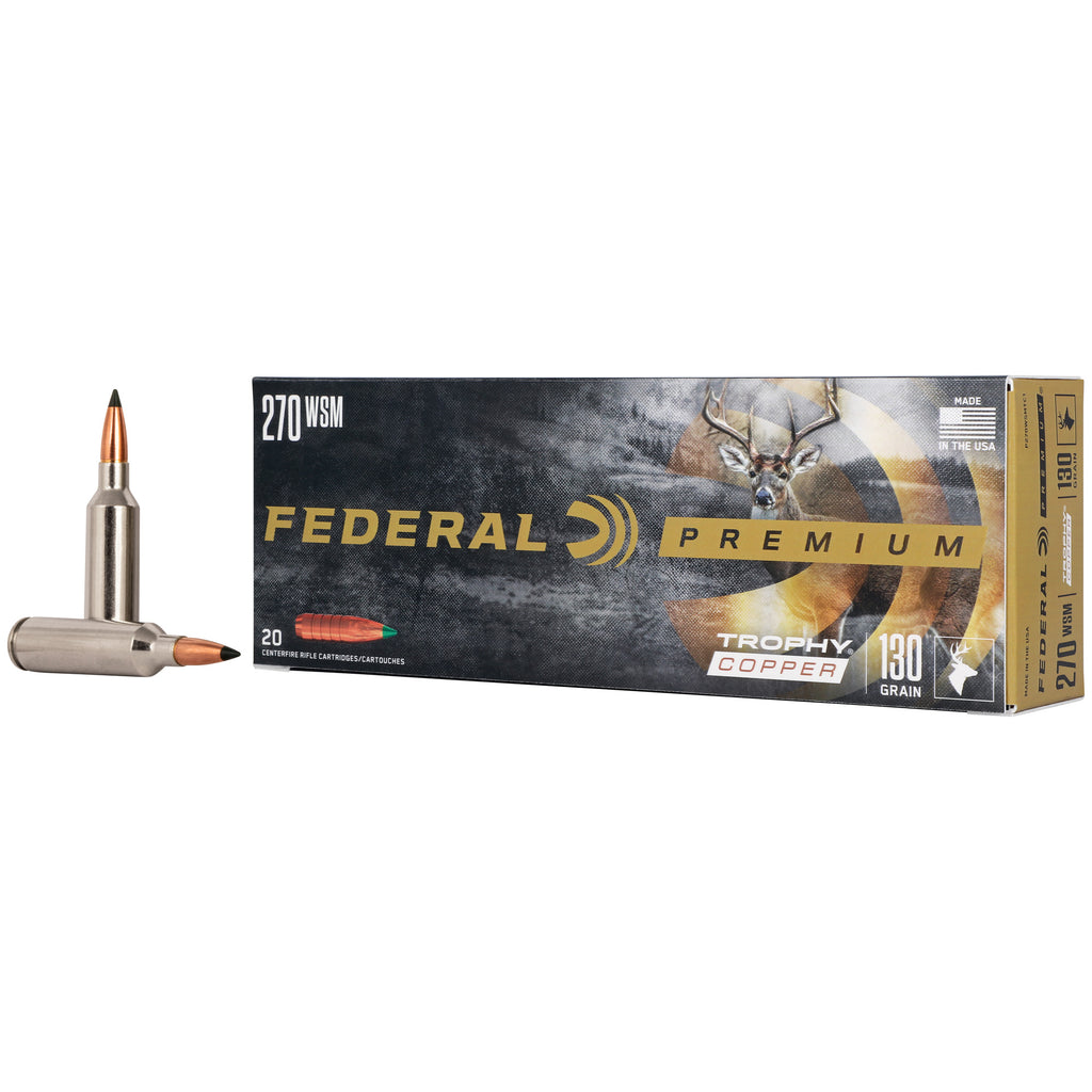 Federal Premier 270 Winchester Short Magnum 130-Grain Trophy Copper Bullet