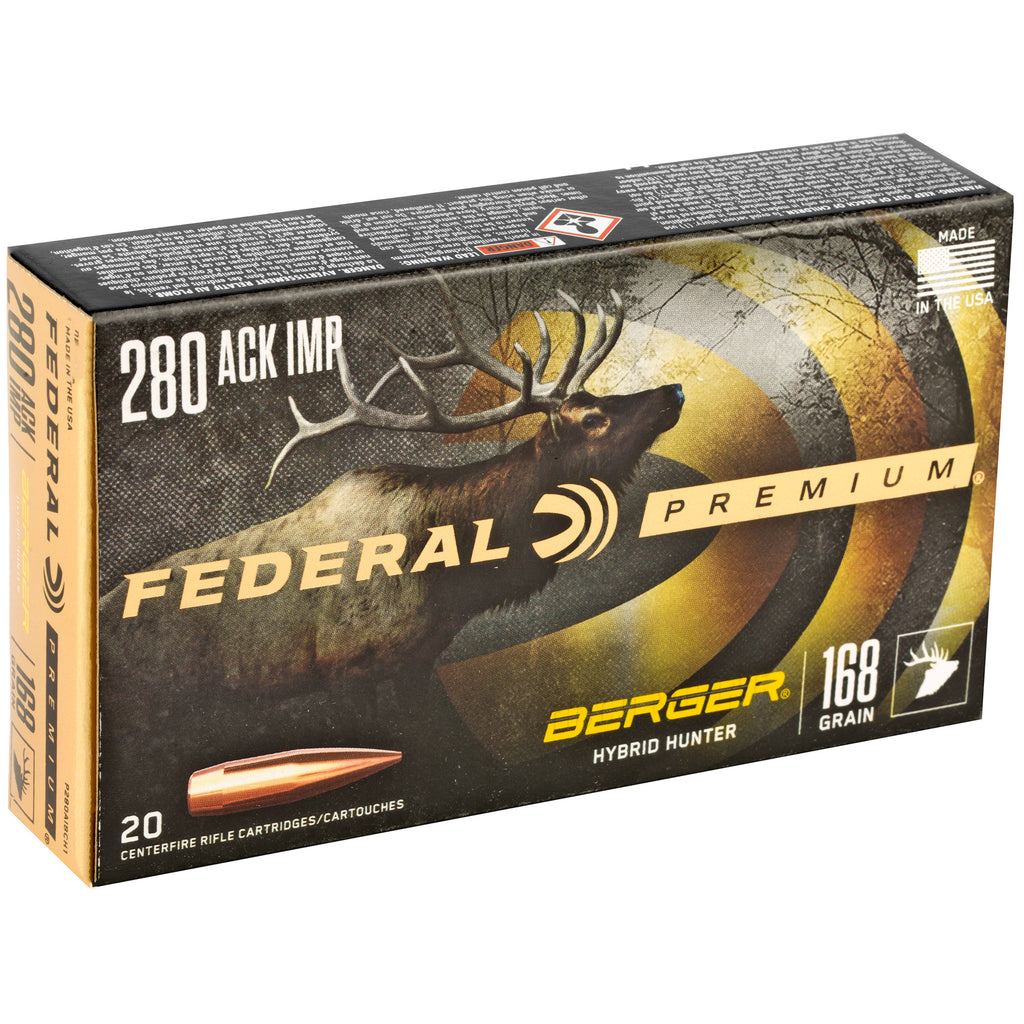 Federal Premium Berger Hybrid Hunter .280 Ackley Improved 168-Grain Ammunition (20 Rounds per Box)