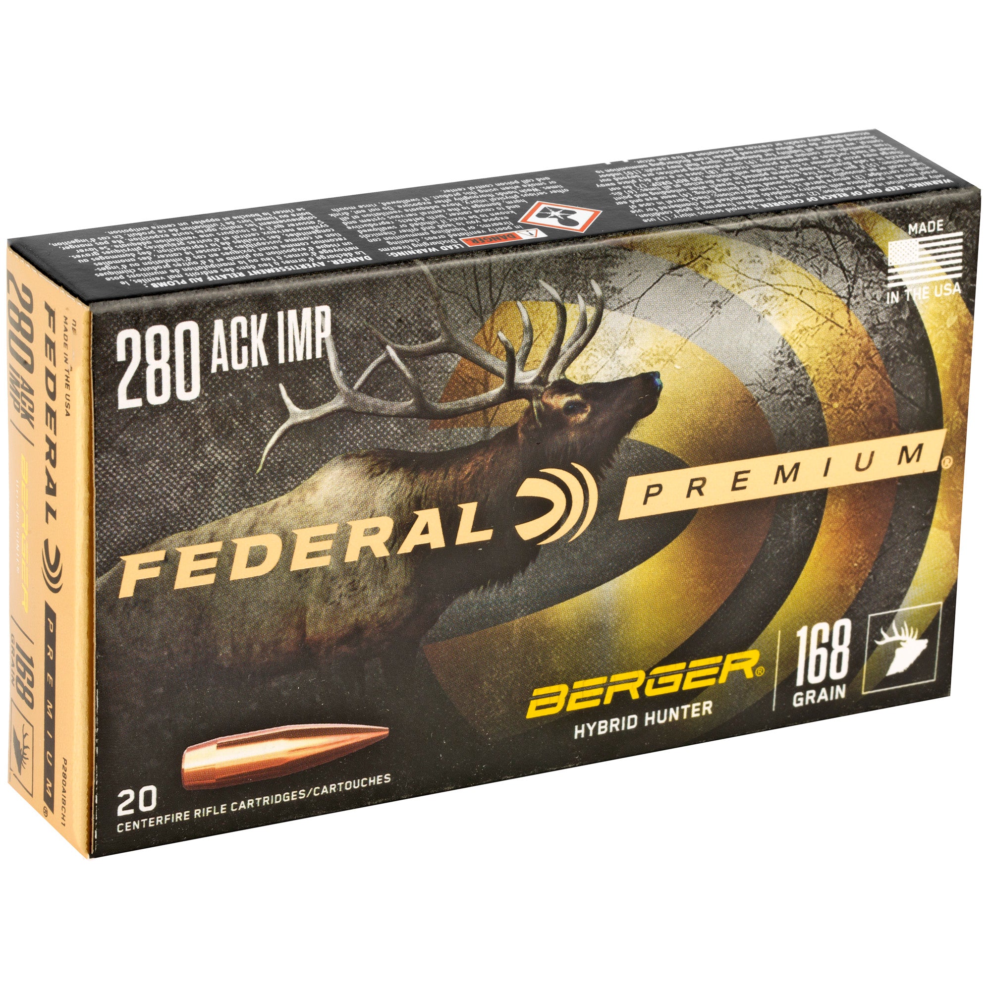 Federal Premium Berger Hybrid Hunter .280 Ackley Improved 168-Grain Ammunition (20 Rounds per Box)