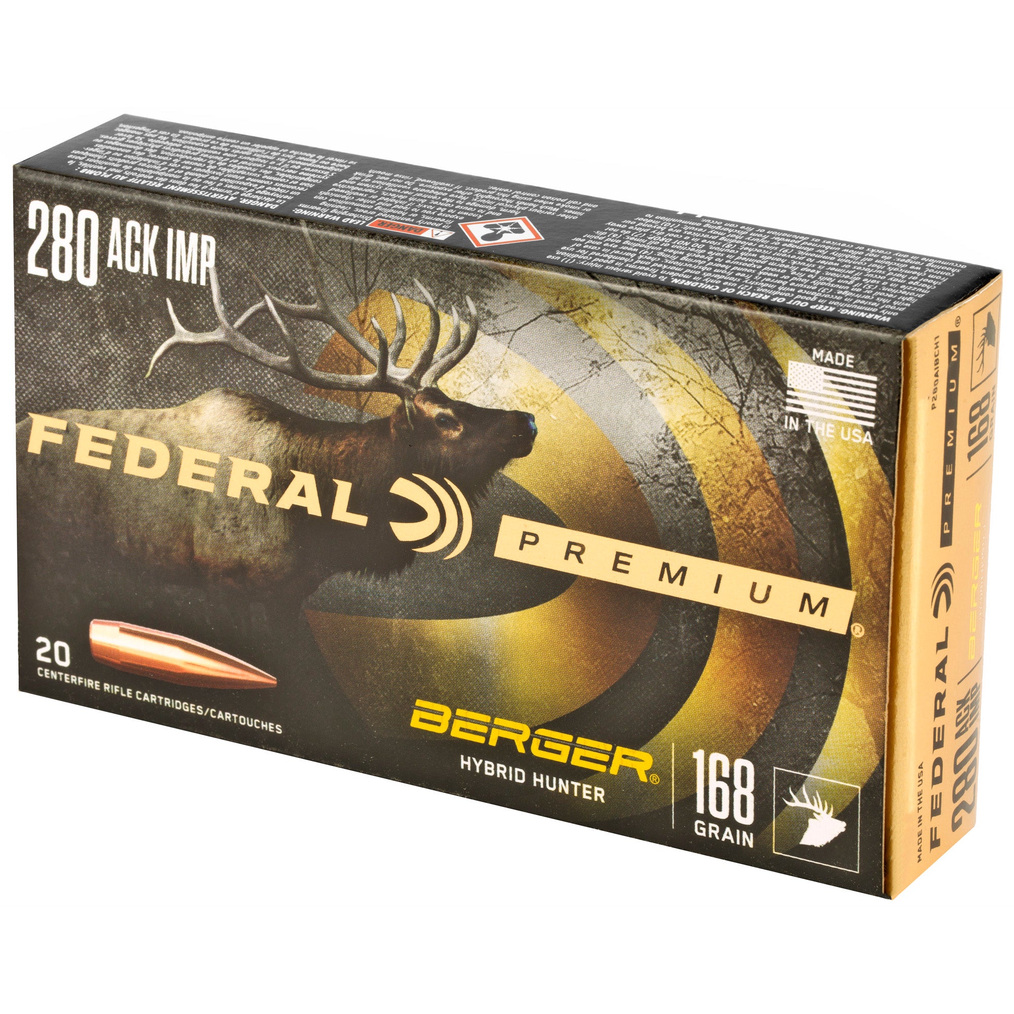 Federal Premium Berger Hybrid Hunter .280 Ackley Improved 168-Grain Ammunition (20 Rounds per Box)