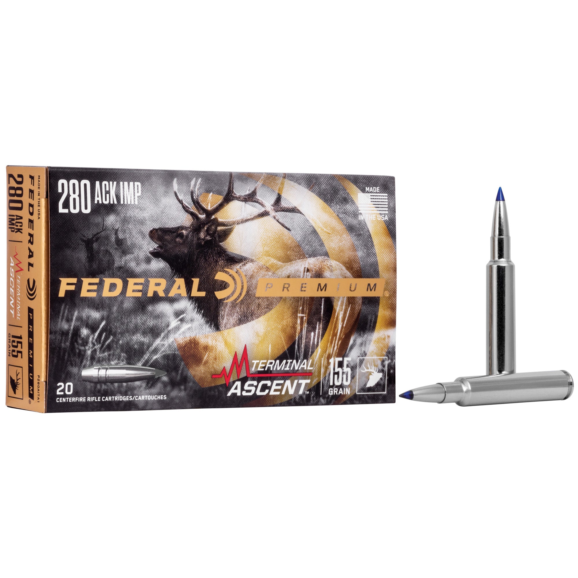 Federal Premium Terminal Ascent .280 Ackley Improved 155 Grain Hunting Ammo - P280AITA1