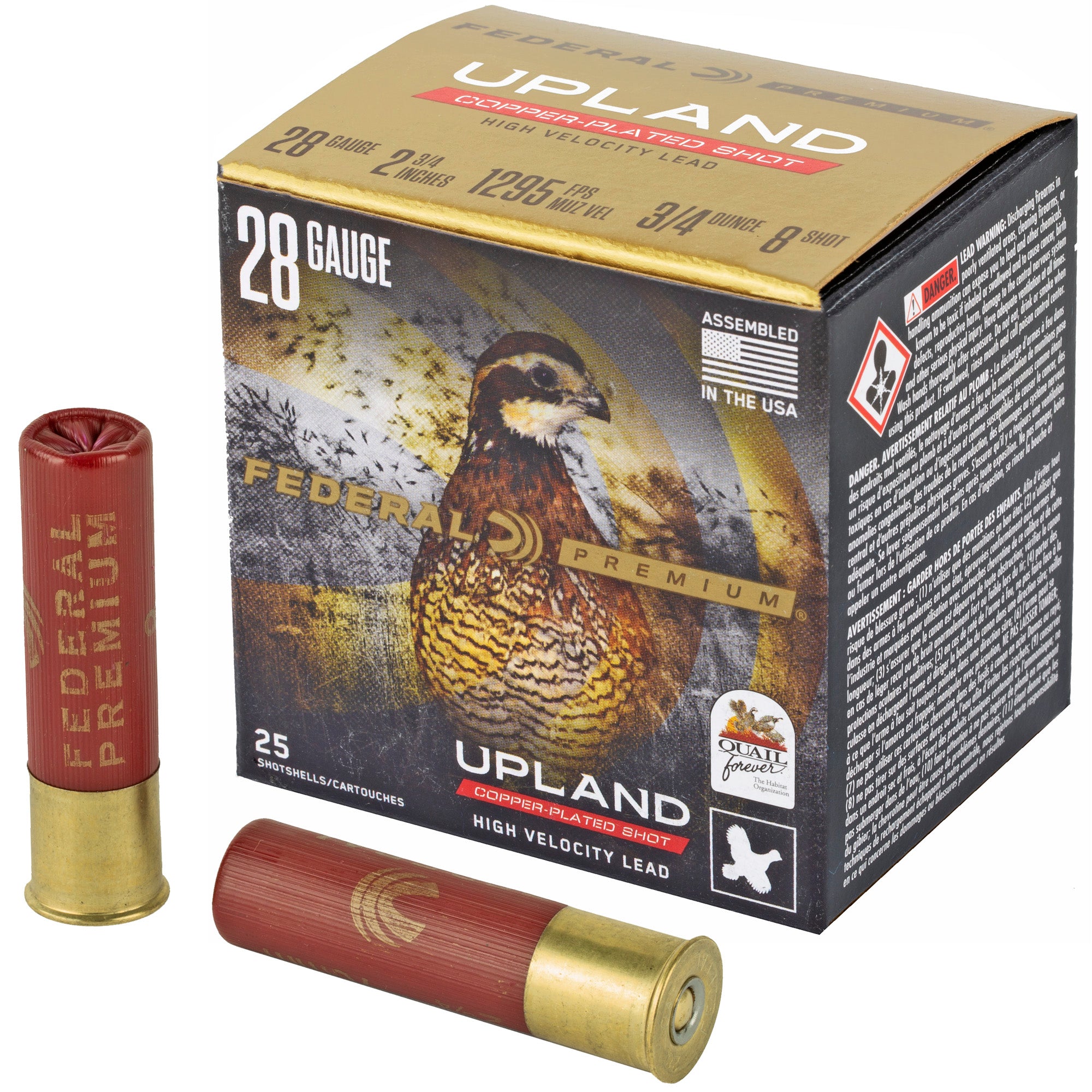 Federal Upland 28 Gauge #8 Shotshells – 3/4 oz, 25/Box