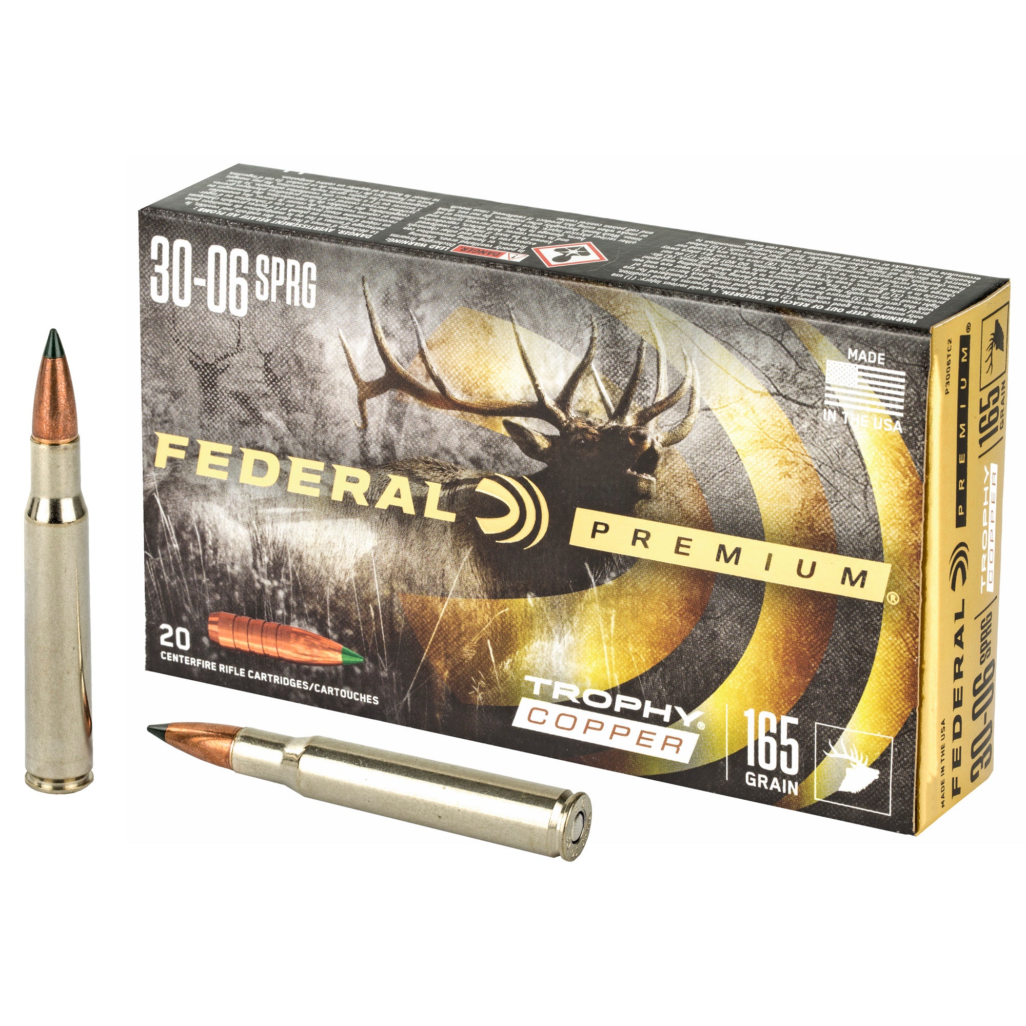 Federal Premium Trophy Copper 30-06 Springfield 165-Grain Copper Bullet, Box of 20