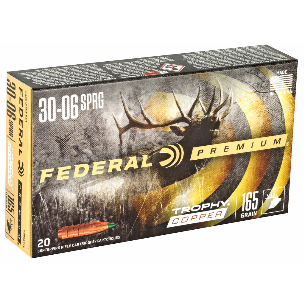 Federal Premium Trophy Copper 30-06 Springfield 165-Grain Copper Bullet, Box of 20