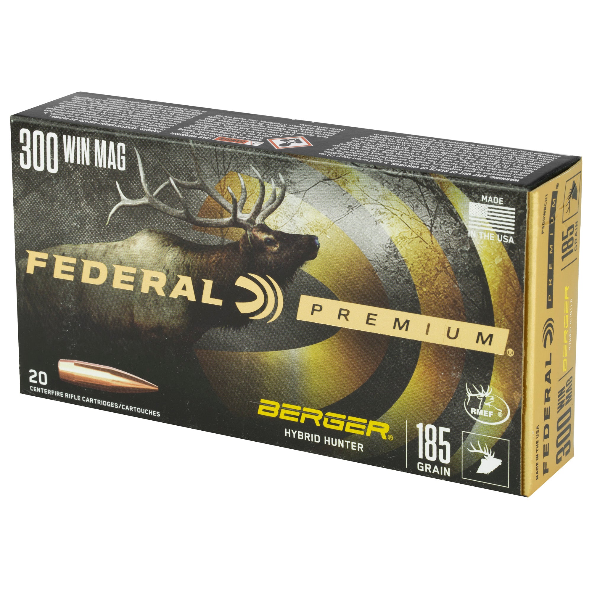 Federal Premium 300 Winchester Magnum Hybrid Hunter 185 Grain Bullets (20 Count Box)