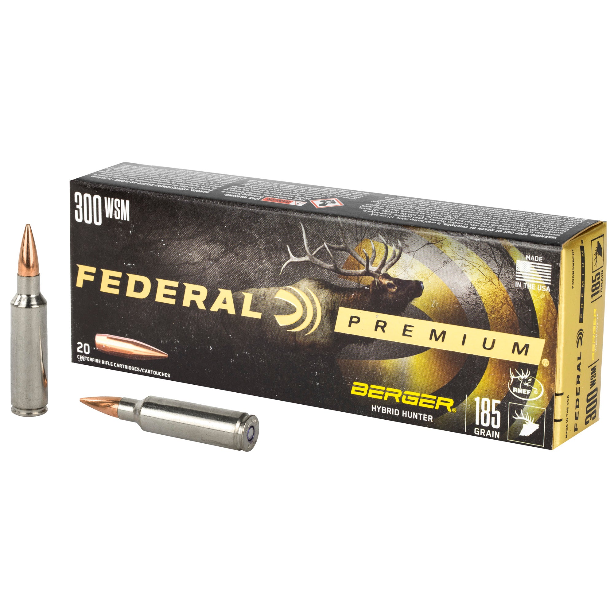Federal Premium 300 Winchester Short Magnum Hybrid Hunter 185 Grain Ammunition - Box of 20 Rounds
