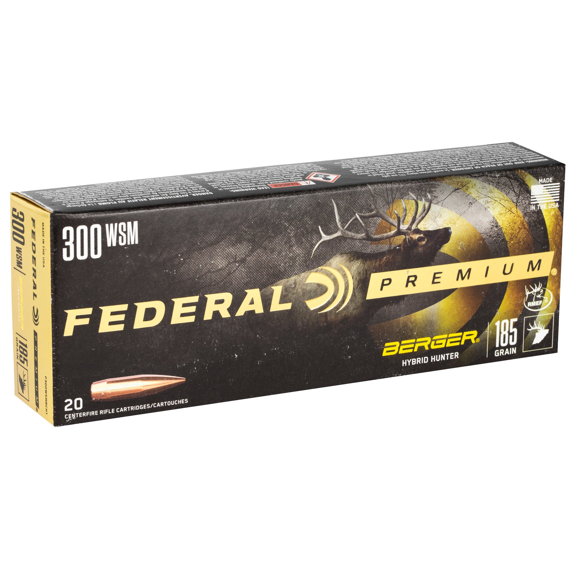 Federal Premium 300 Winchester Short Magnum Hybrid Hunter 185 Grain Ammunition - Box of 20 Rounds