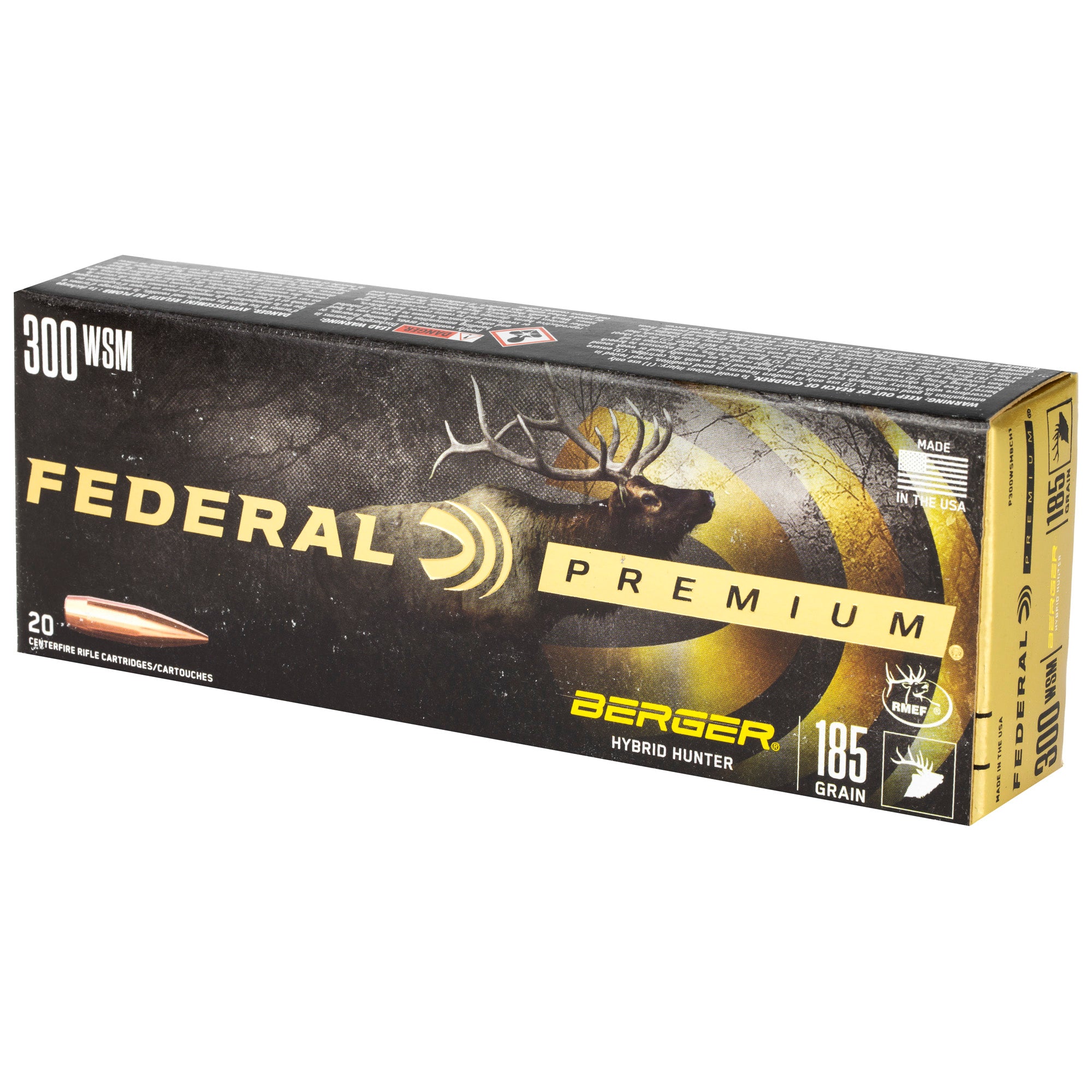 Federal Premium 300 Winchester Short Magnum Hybrid Hunter 185 Grain Ammunition - Box of 20 Rounds