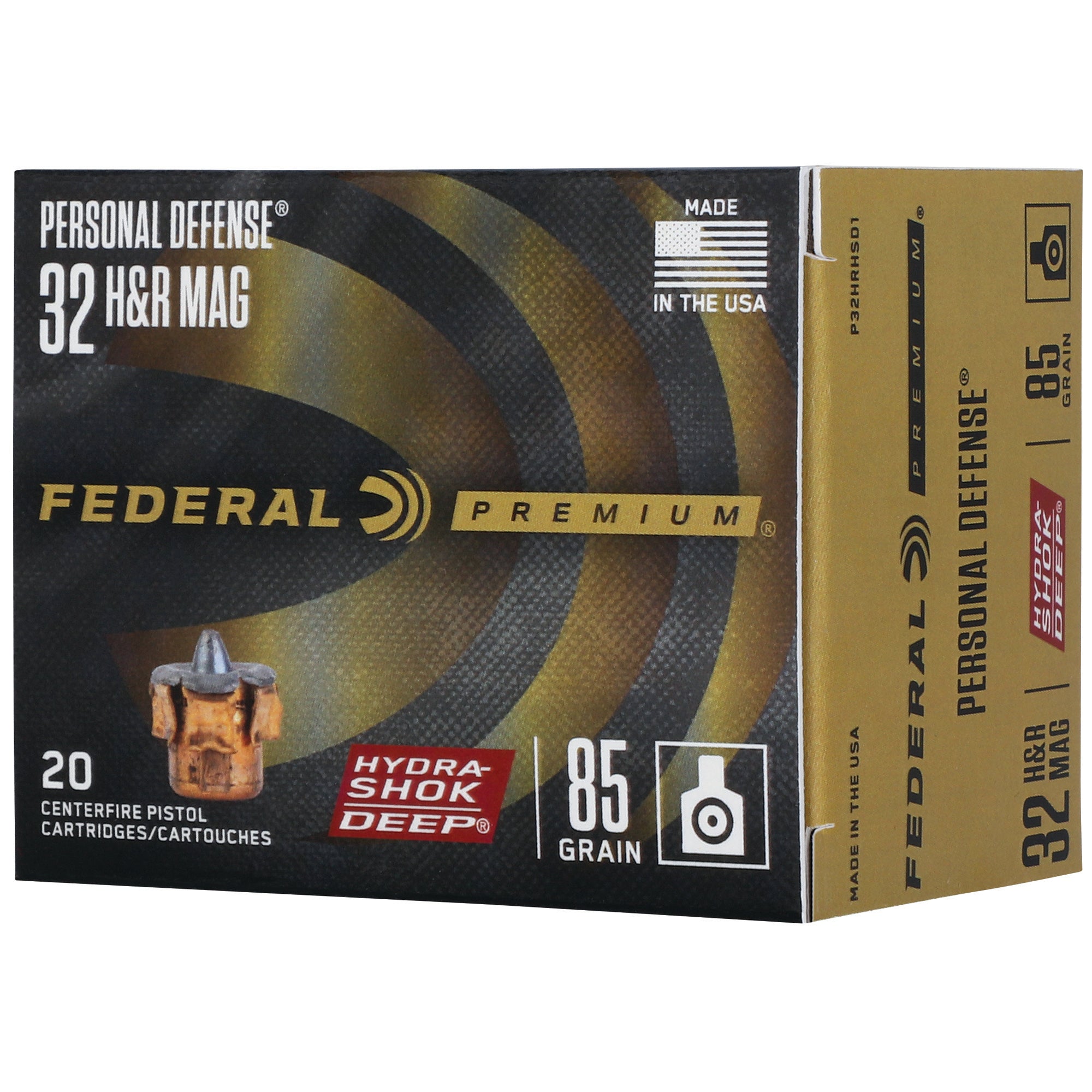 Federal Premium Hydra-Shok Deep .32 H&R Magnum Hollow Point Ammunition - 85 Grain, 20 Rounds per Box