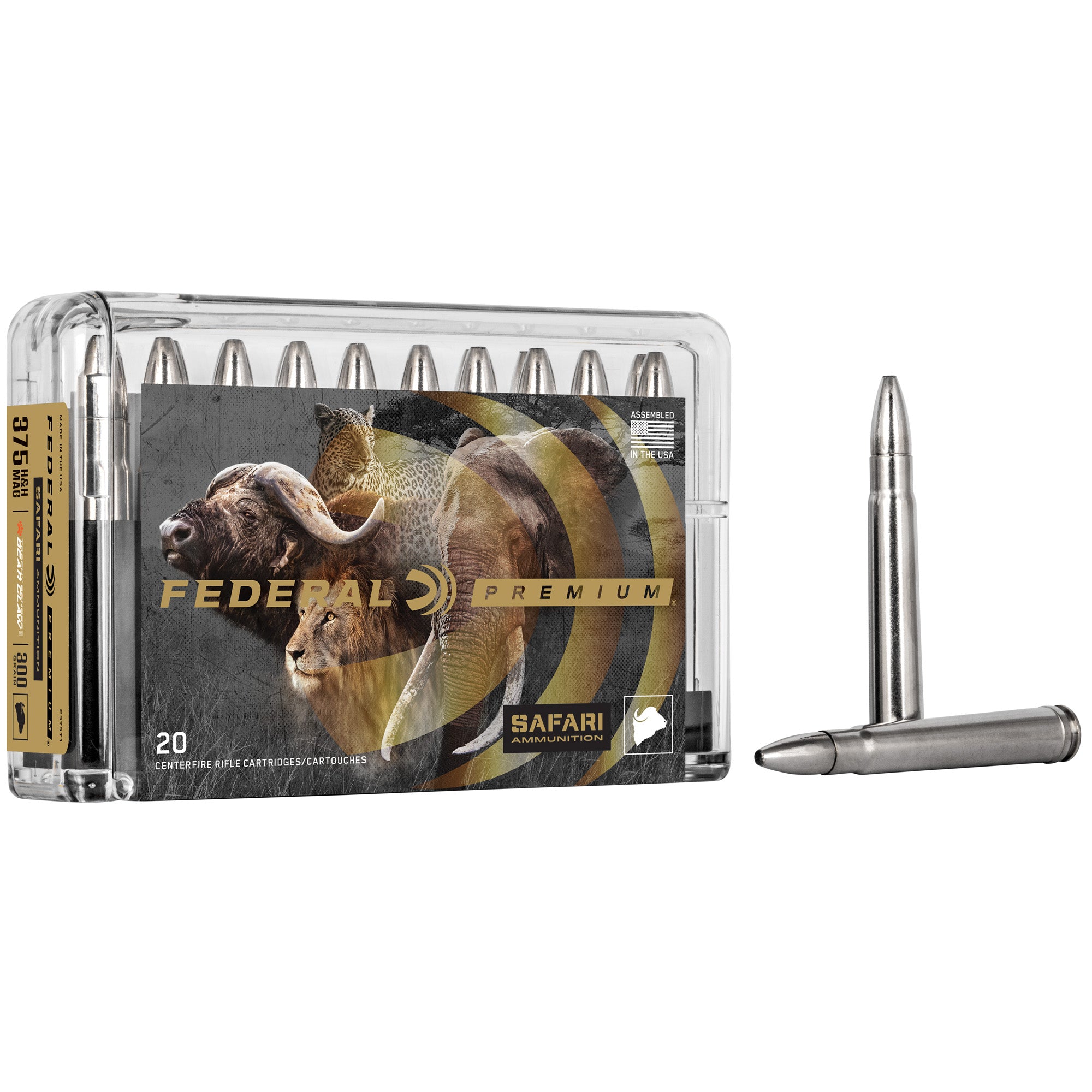 Federal Premium Trophy Bonded Bear Claw .375 H&H 300-Grain Rifle Ammunition - 20 Rounds per Box