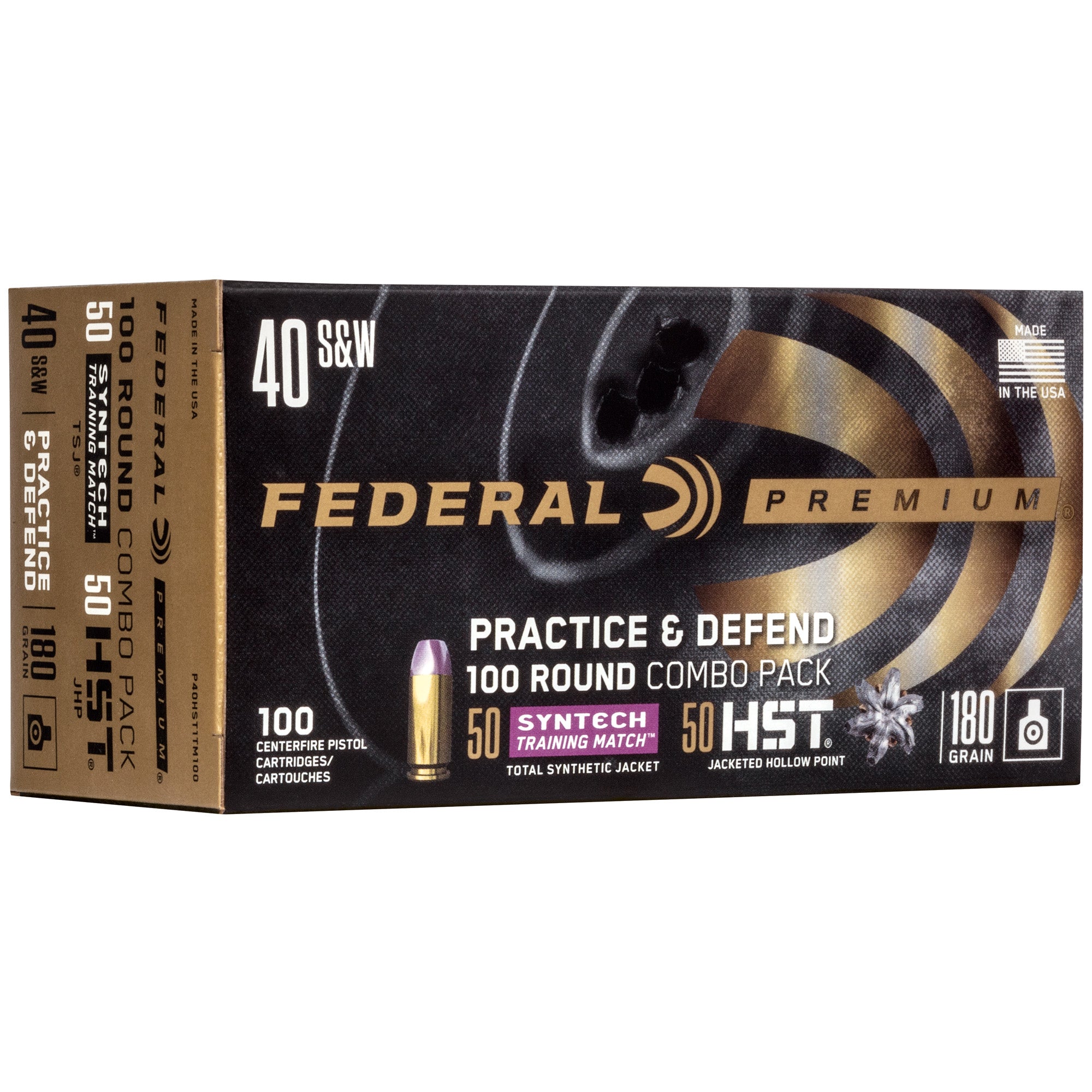 Federal Premium Defense and Practice Pack for 40 S&W - 180 Grain Hollow Point