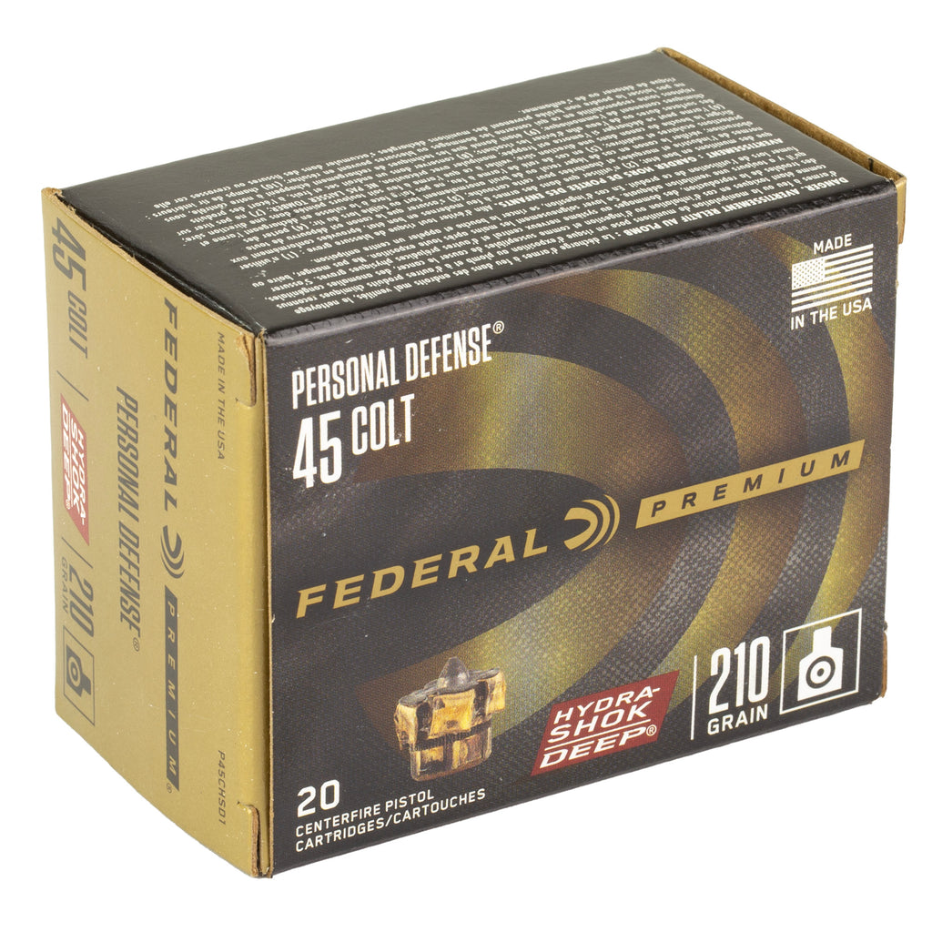 Federal Premium Hydra-Shok Deep .45 Colt Hollow Point Ammunition - 210 Grain, 20 Rounds per Box