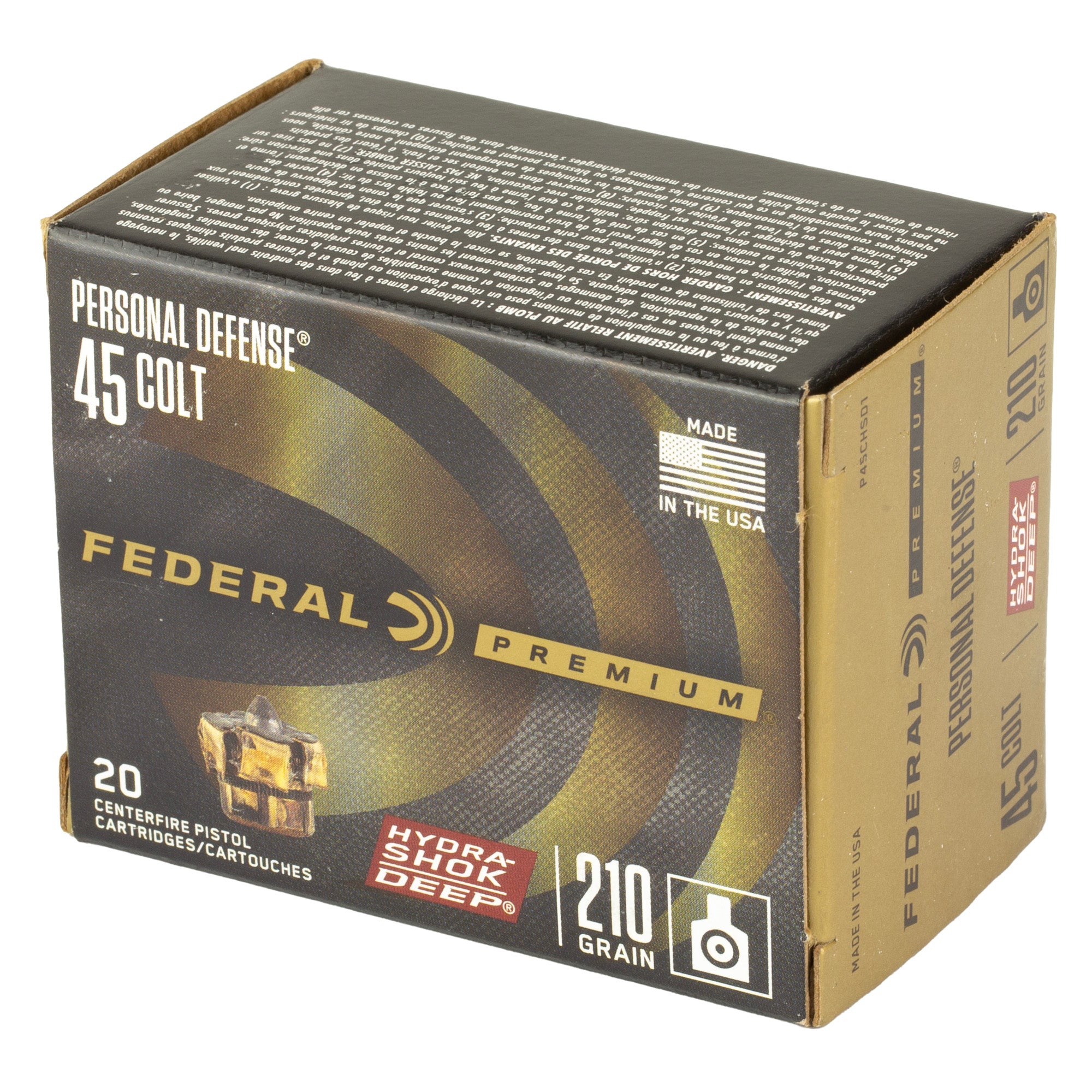 Federal Premium Hydra-Shok Deep .45 Colt Hollow Point Ammunition - 210 Grain, 20 Rounds per Box