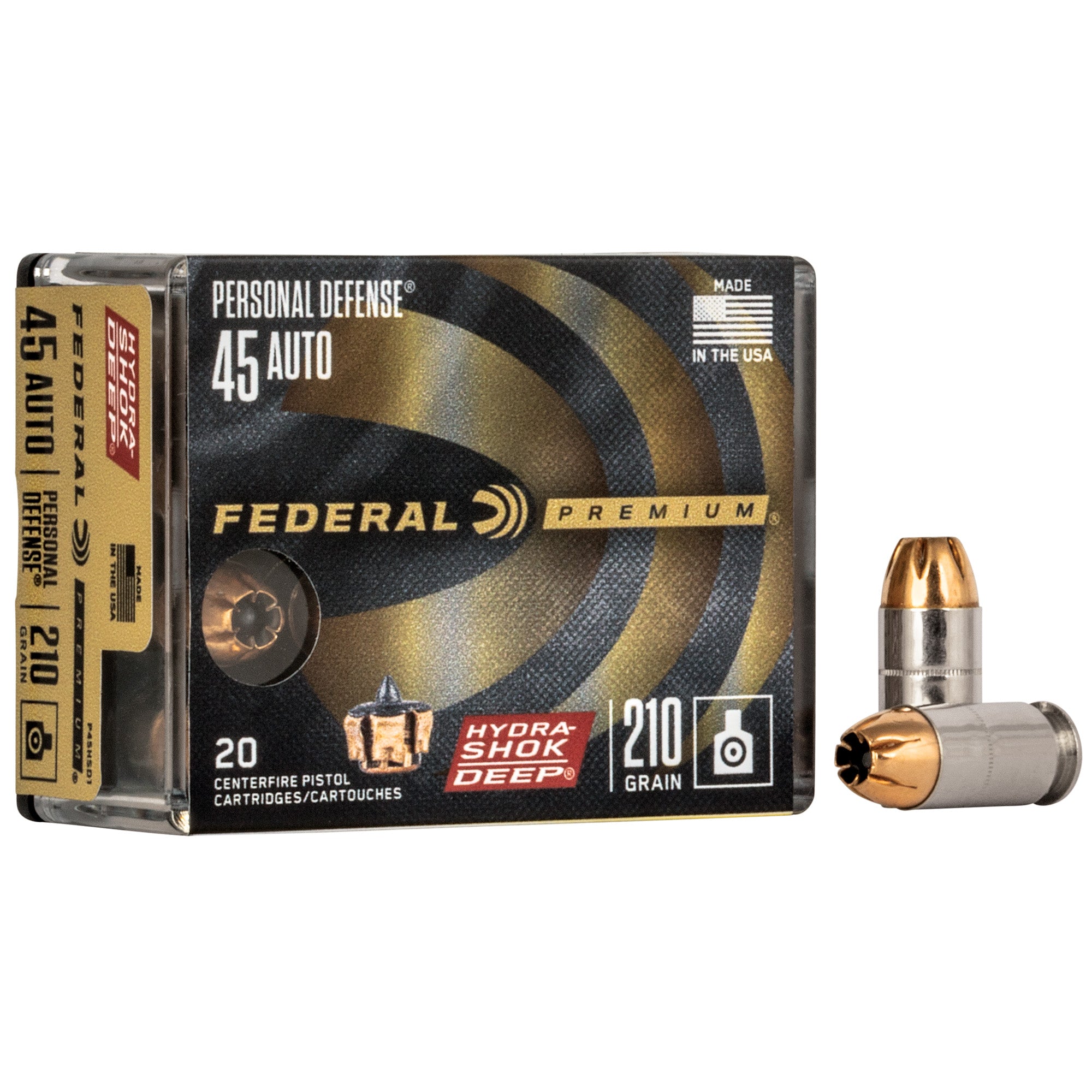 Federal Premium Hydra-Shok Deep 45 ACP 210-Grain Hollow Point Ammo - P45HSD1