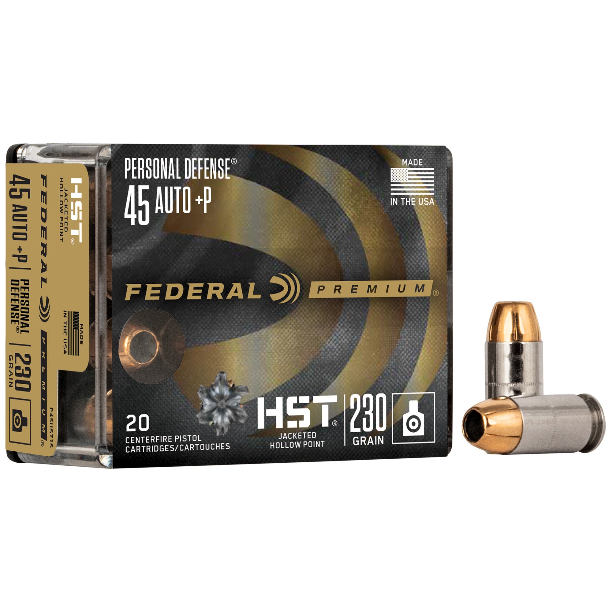 Federal Premium HST 45 ACP +P 230-Grain Hollow Point Ammunition - 20 Rounds