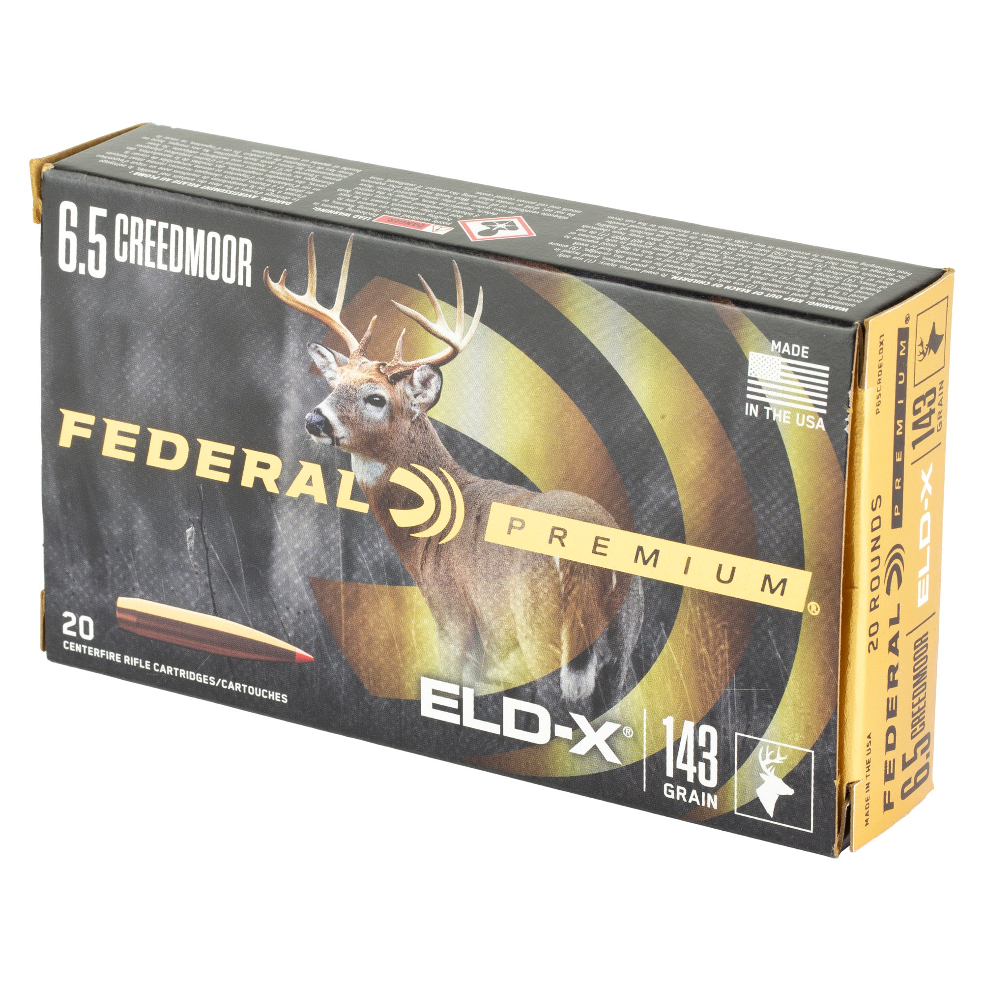 Federal Premium 6.5 Creedmoor ELD-X 143-Grain Polymer Tip Hunting Bullet