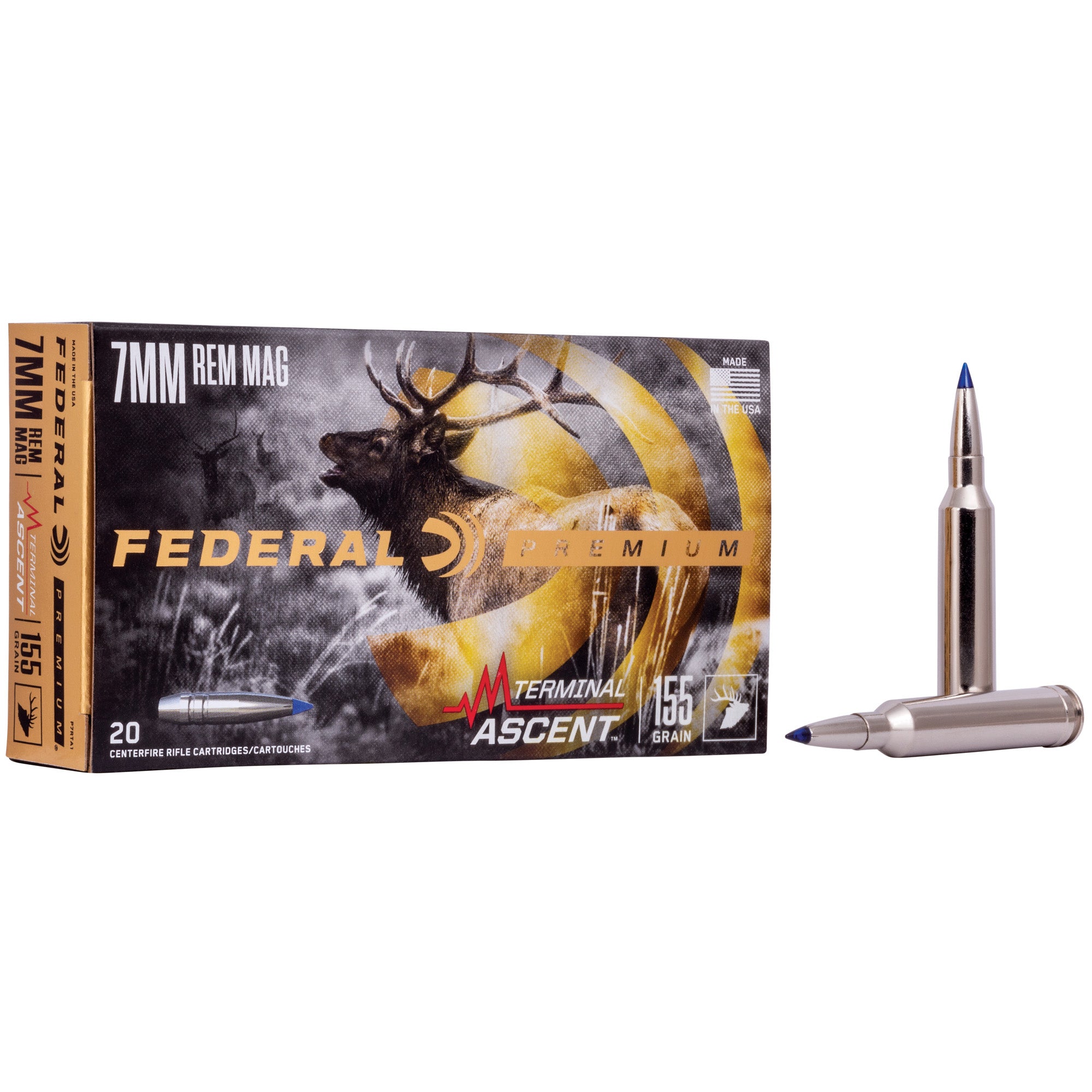 Federal Premium Terminal Ascent 7mm Remington Magnum 155 Grain Hunting Ammunition - P7RTA1