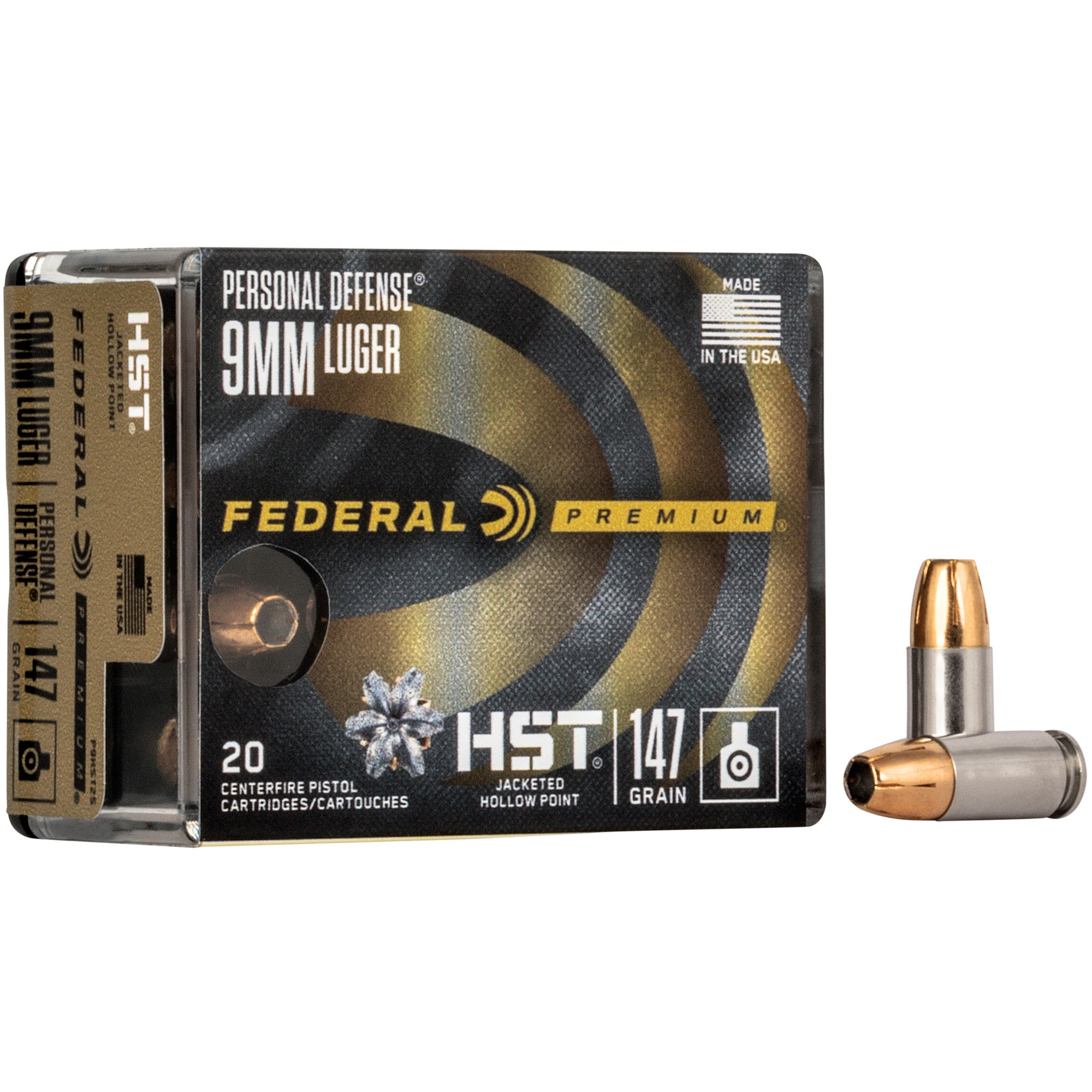 Federal Premium HST 9mm 147-Grain Jacketed Hollow Point Ammunition (20 Rounds per Box)