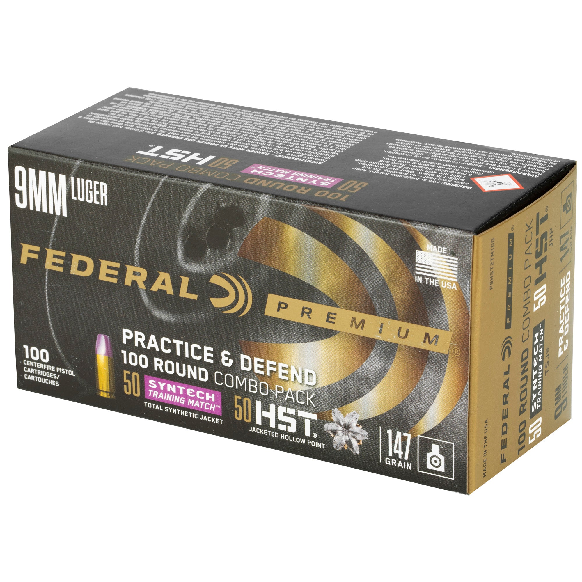 Federal Premium Defense & Practice Pack 9mm Hollow Point 147 Grain - P9HST2TM100