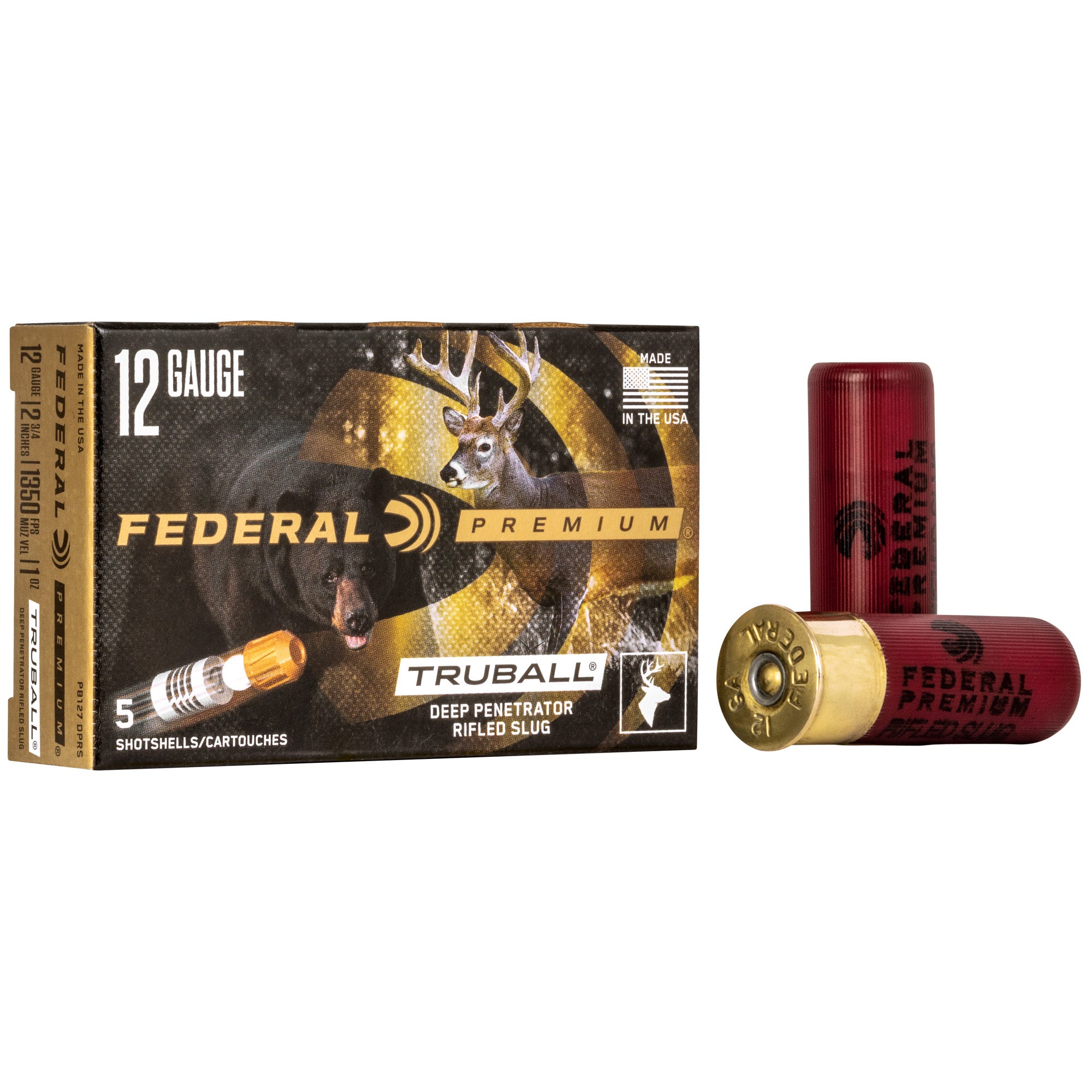 Federal Premium 12 Gauge 2.75 Inch TruBall Deep Penetrator Slug, Box of 5