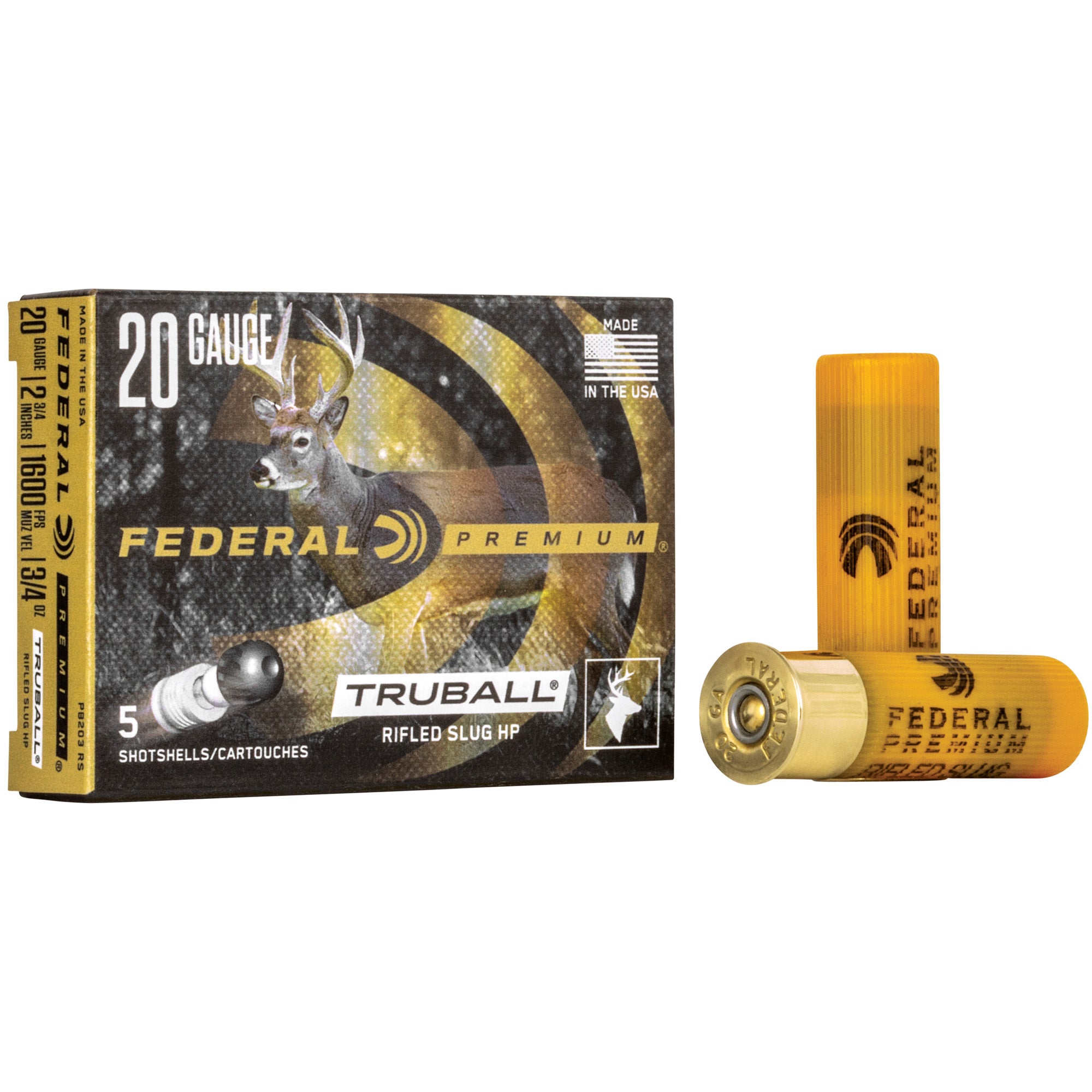 Federal Premium TruBall 20 Gauge 2.75-inch Rifled Slug - Box of 5, Case of 250
