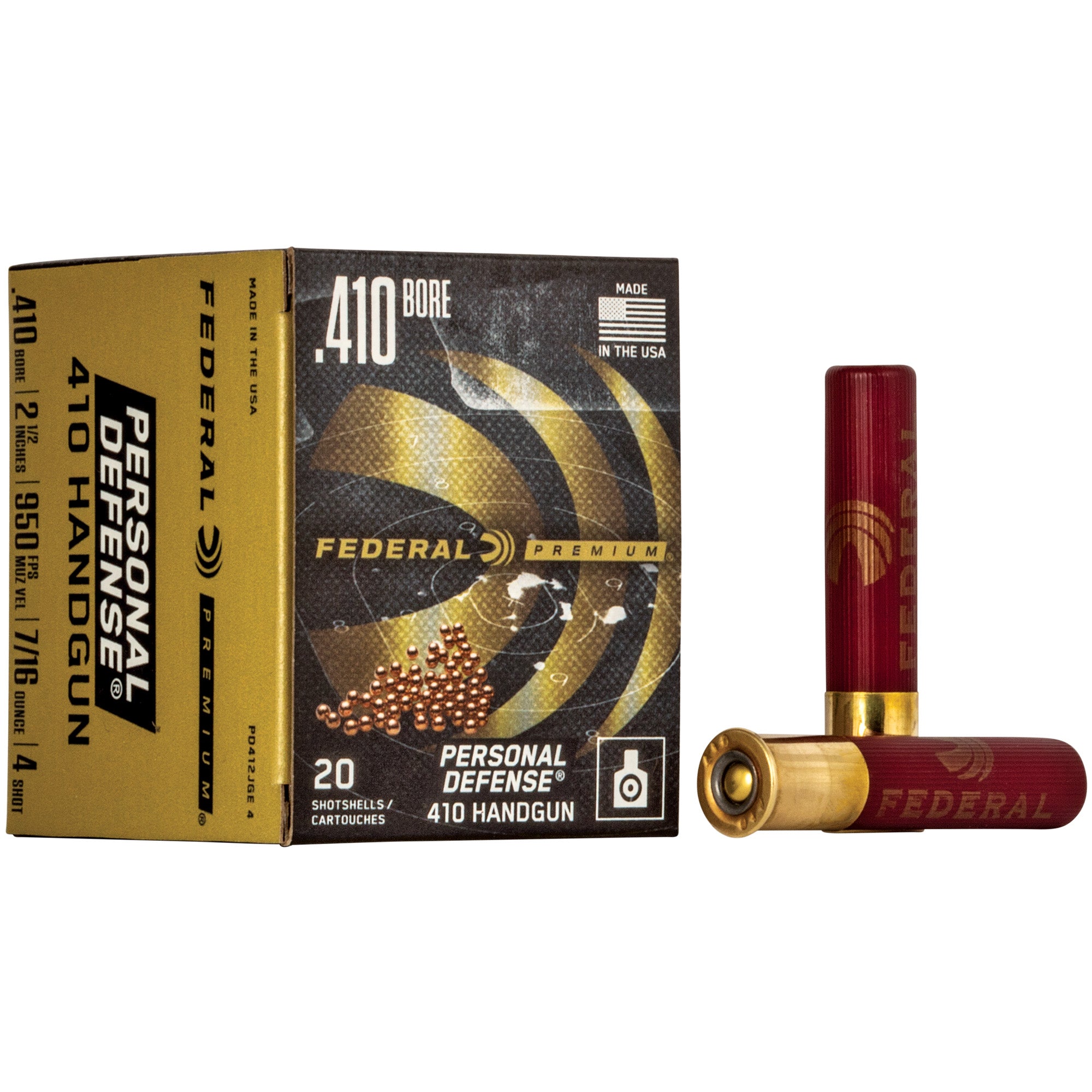 Federal Premium .410 Bore 2.5-inch #4 Shot Ammunition - 20 Rounds per Box