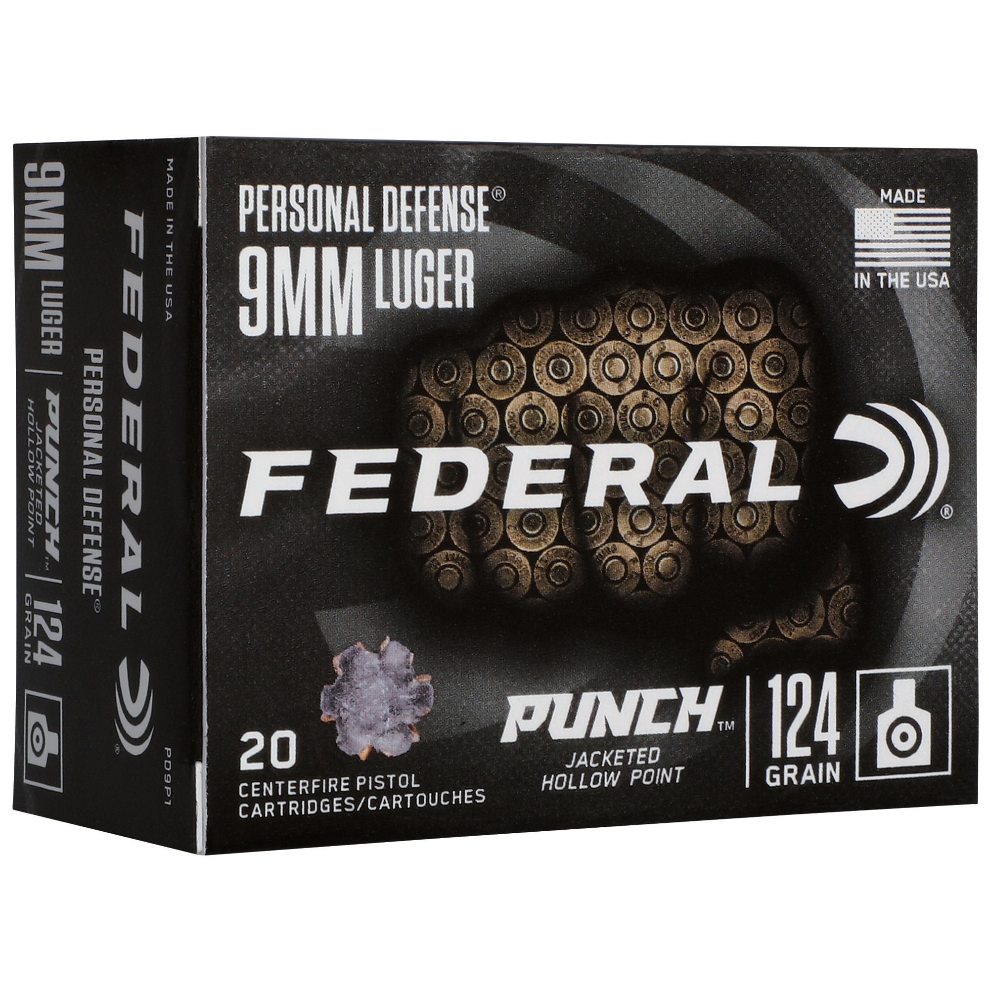 Federal Premium Punch 9mm 124 Grain Hollow Point Ammo - Reliable Personal Defense
