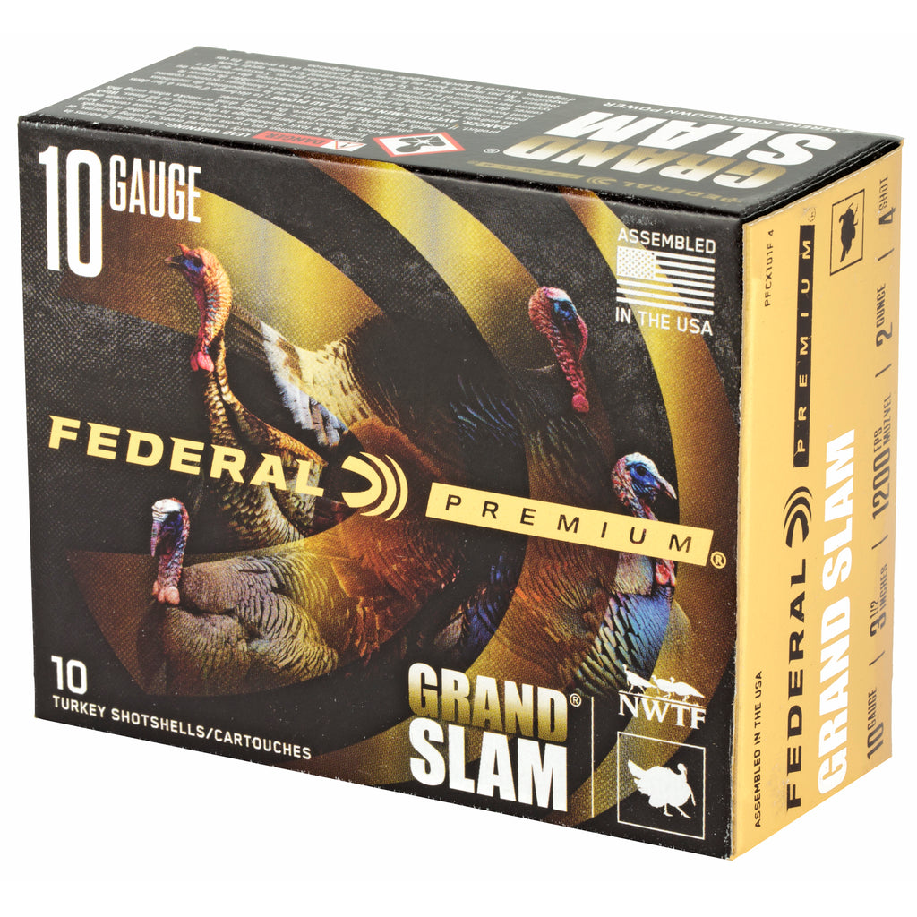 Federal Premium Grand Slam 10 Gauge 3.5-Inch Shotshells with #4 Lead Pellets – 2 oz, 50 Rounds Case