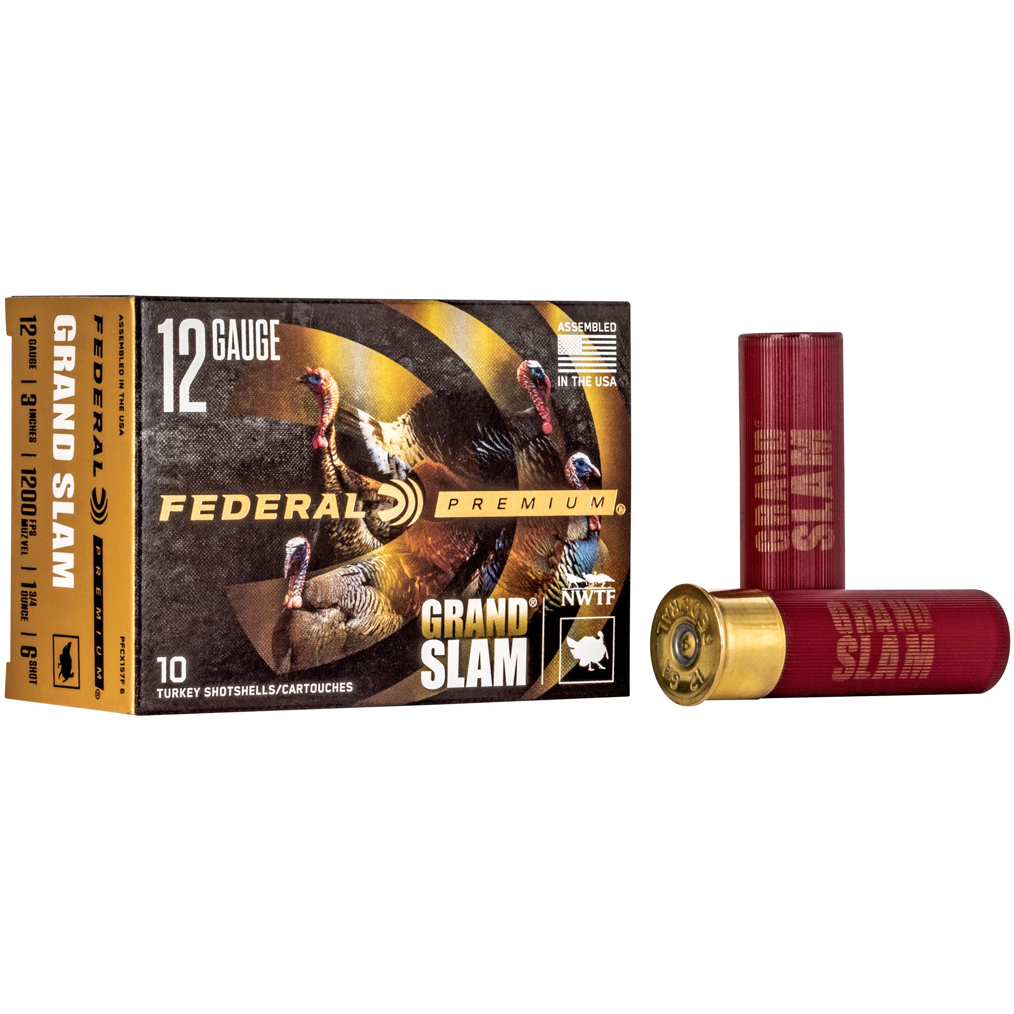 Federal Grand Slam 12 Gauge 3-Inch Shotgun Shells with #6 Shot, 1.75 oz, 10 Rounds per Box