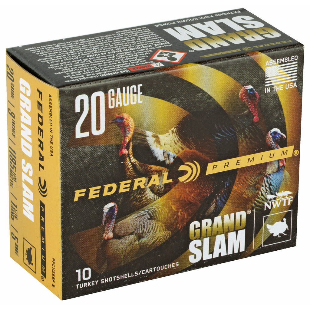 Federal Grand Slam 20 Gauge Shotshells - 1-5/16 oz #5 Lead Turkey Load, Model PFCX258F5
