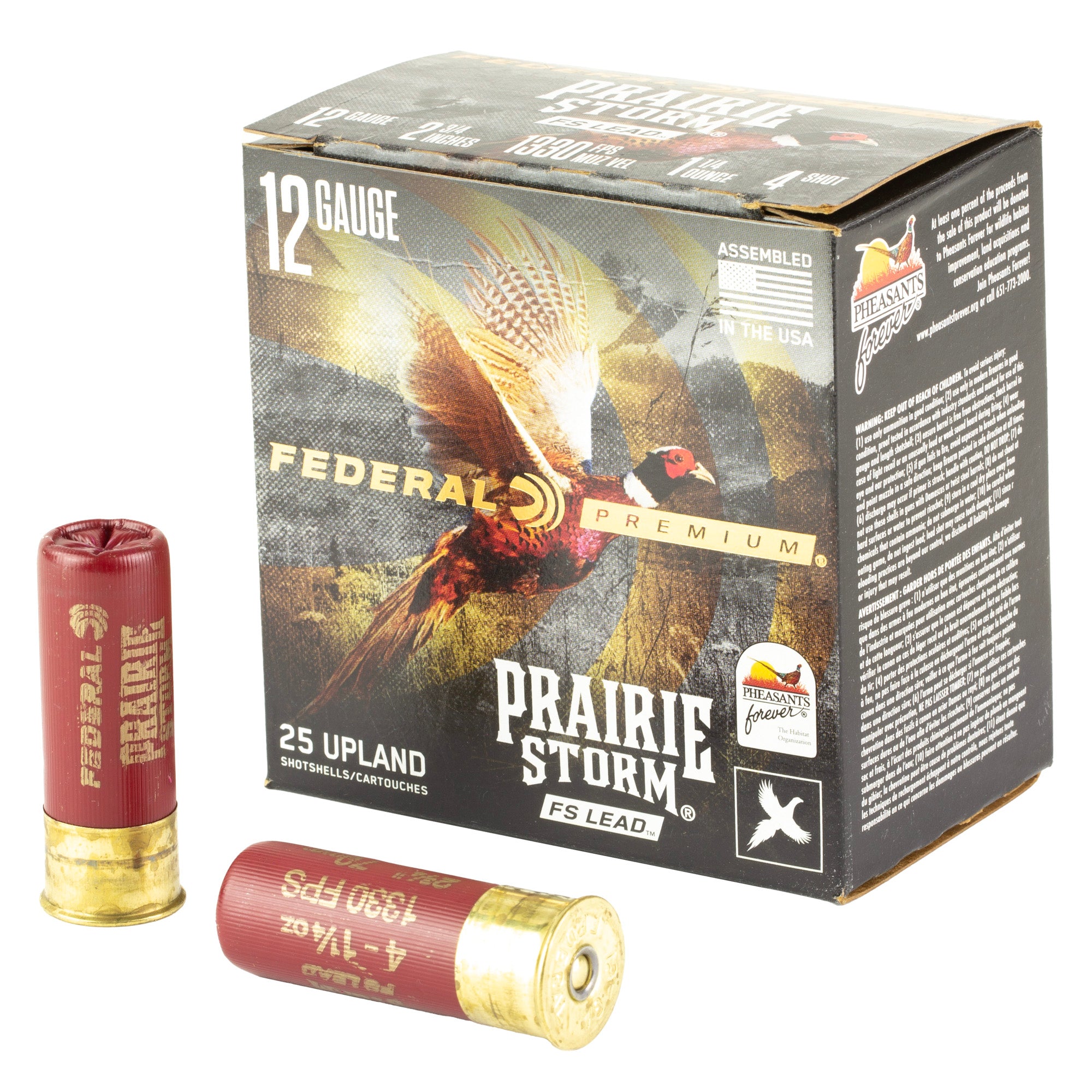 Federal Prairie Storm 12 Gauge 2.75-inch #4 Shot, 1 1/4 oz - 25 Rounds
