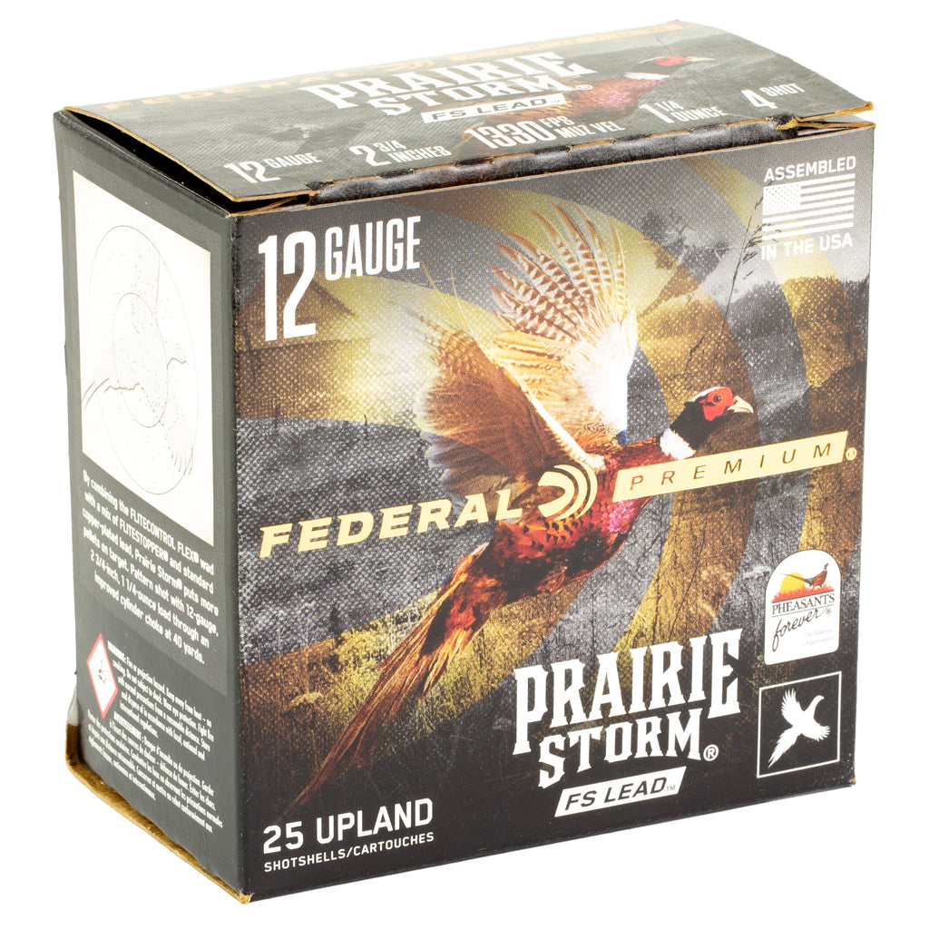 Federal Prairie Storm 12 Gauge 2.75-inch #4 Shot, 1 1/4 oz - 25 Rounds