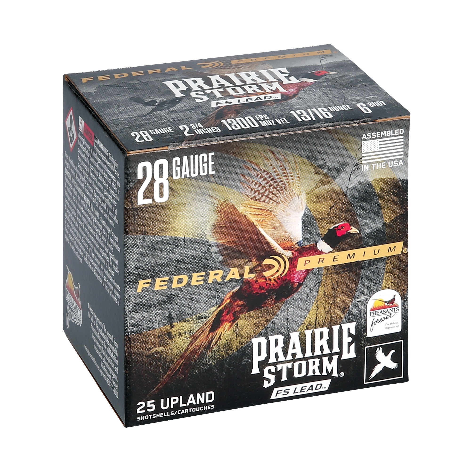 Federal Premium Prairie Storm FS Lead 28 Gauge 2.75 inch #6 Shot – 13/16 oz, 25 Rounds per Box