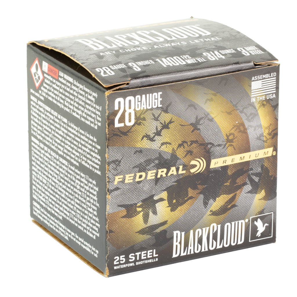 Federal Premium Black Cloud FS Steel 28 Gauge #3 Steel Shotshells - 3/4 oz, 25 Rounds per Box