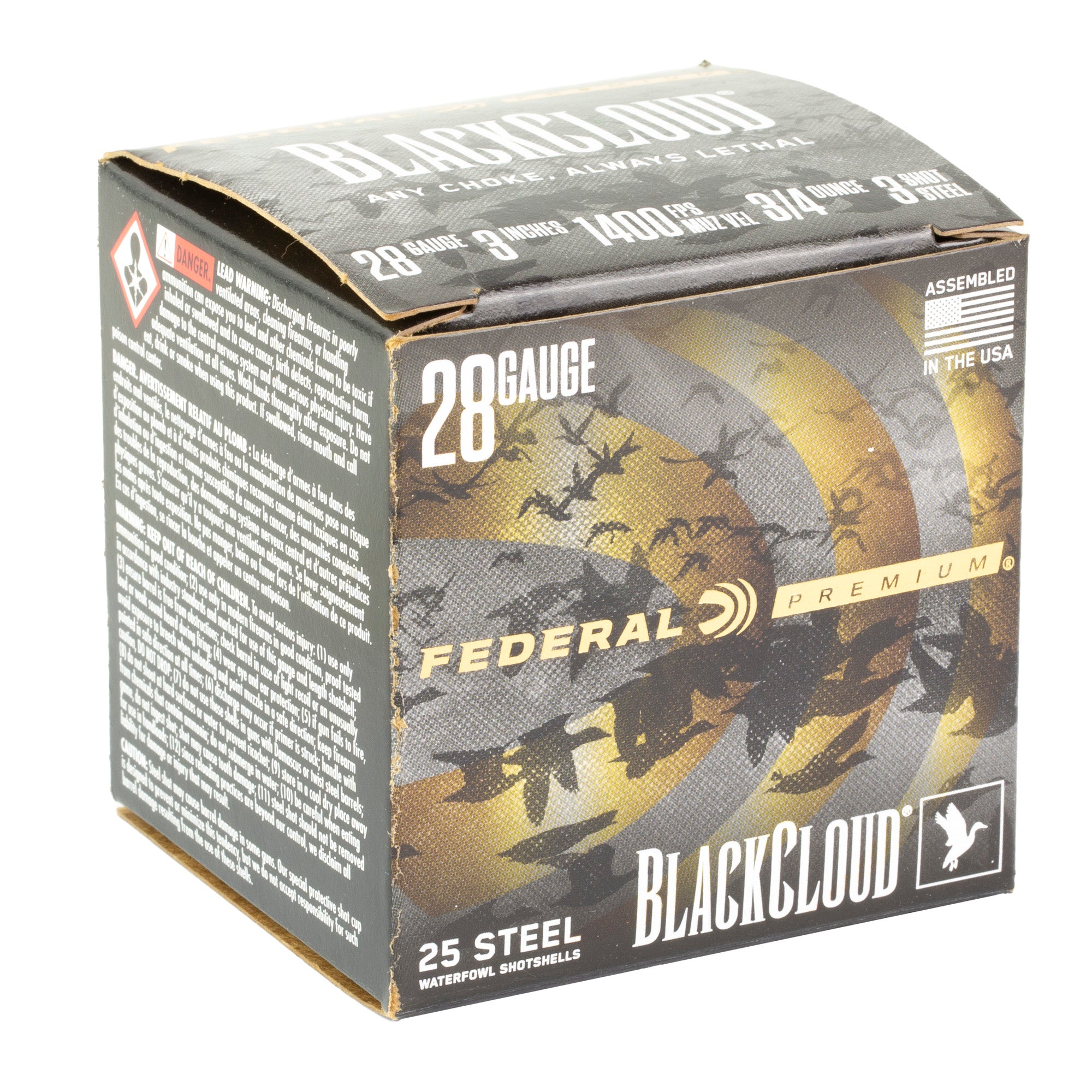 Federal Premium Black Cloud FS Steel 28 Gauge #3 Steel Shotshells - 3/4 oz, 25 Rounds per Box